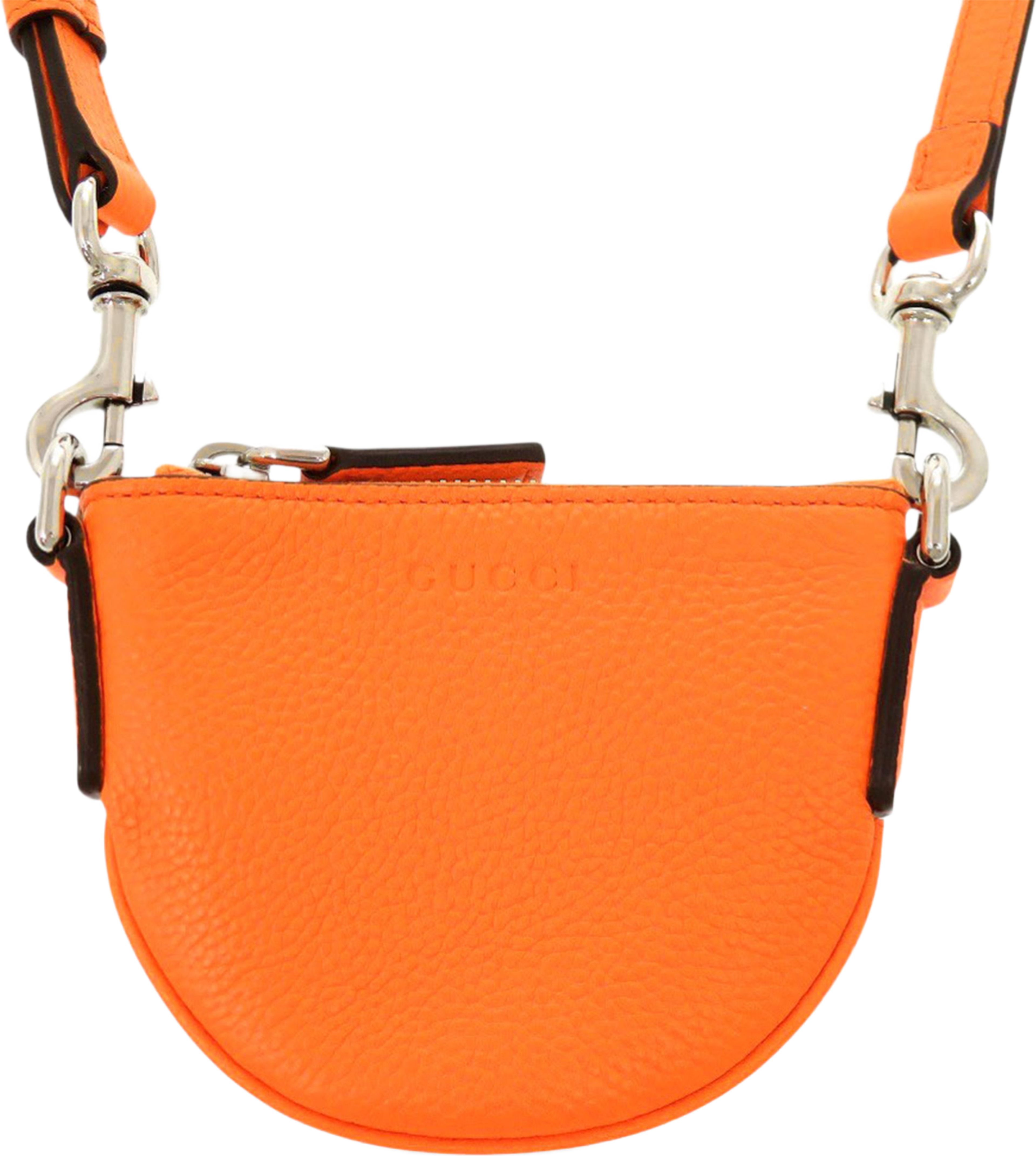 Gucci Micro Mini Calfskin Web B Crossbody, från Luxclusif, i färgen orange. Klicka för att öppna bilden i stort format