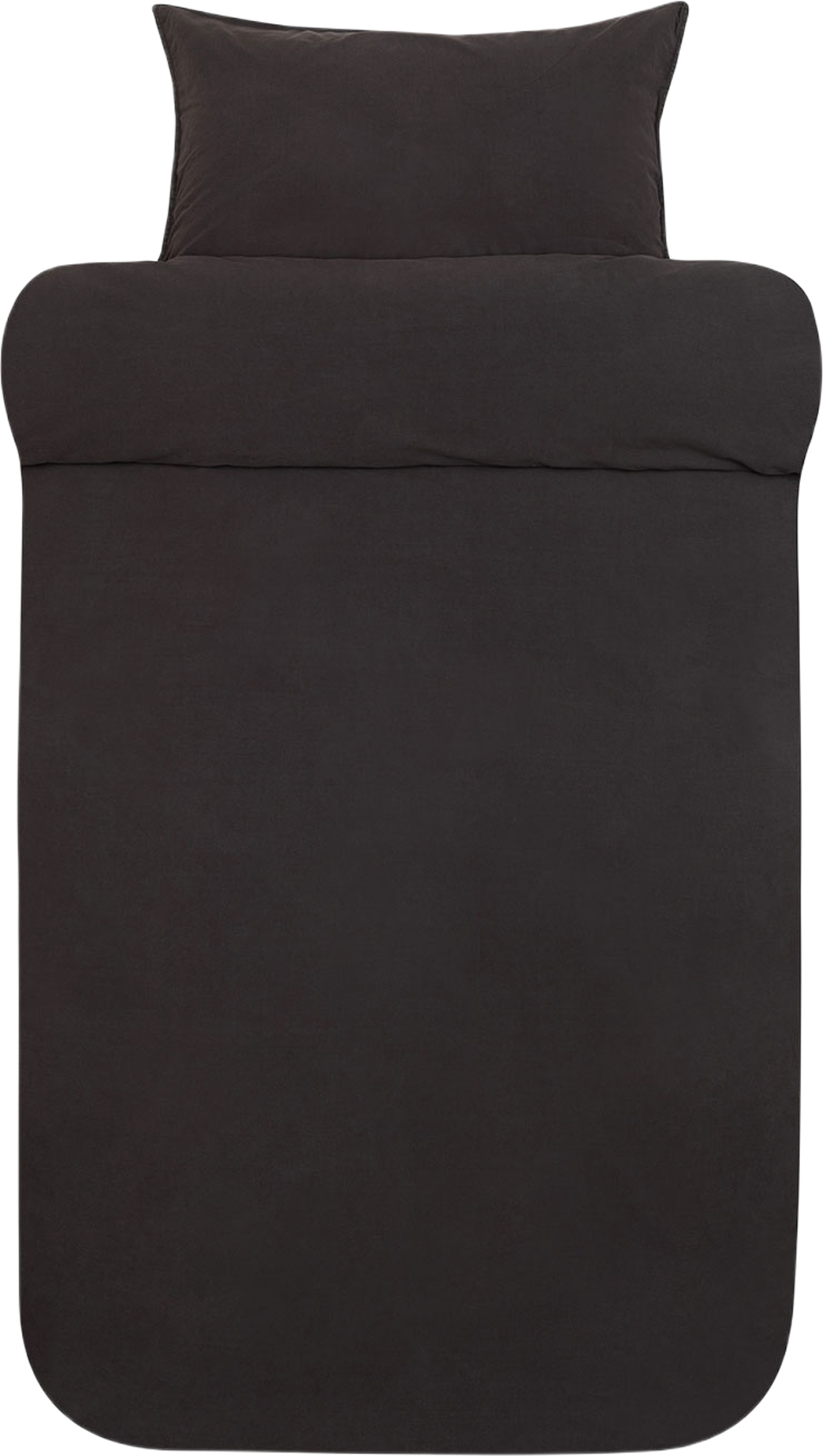 Fröya Ekologisk Stentvättat Bomulls Bäddset 150x210 cm, från Høie of Scandinavia, i färgen Muted Black. Klicka för att öppna bilden i stort format