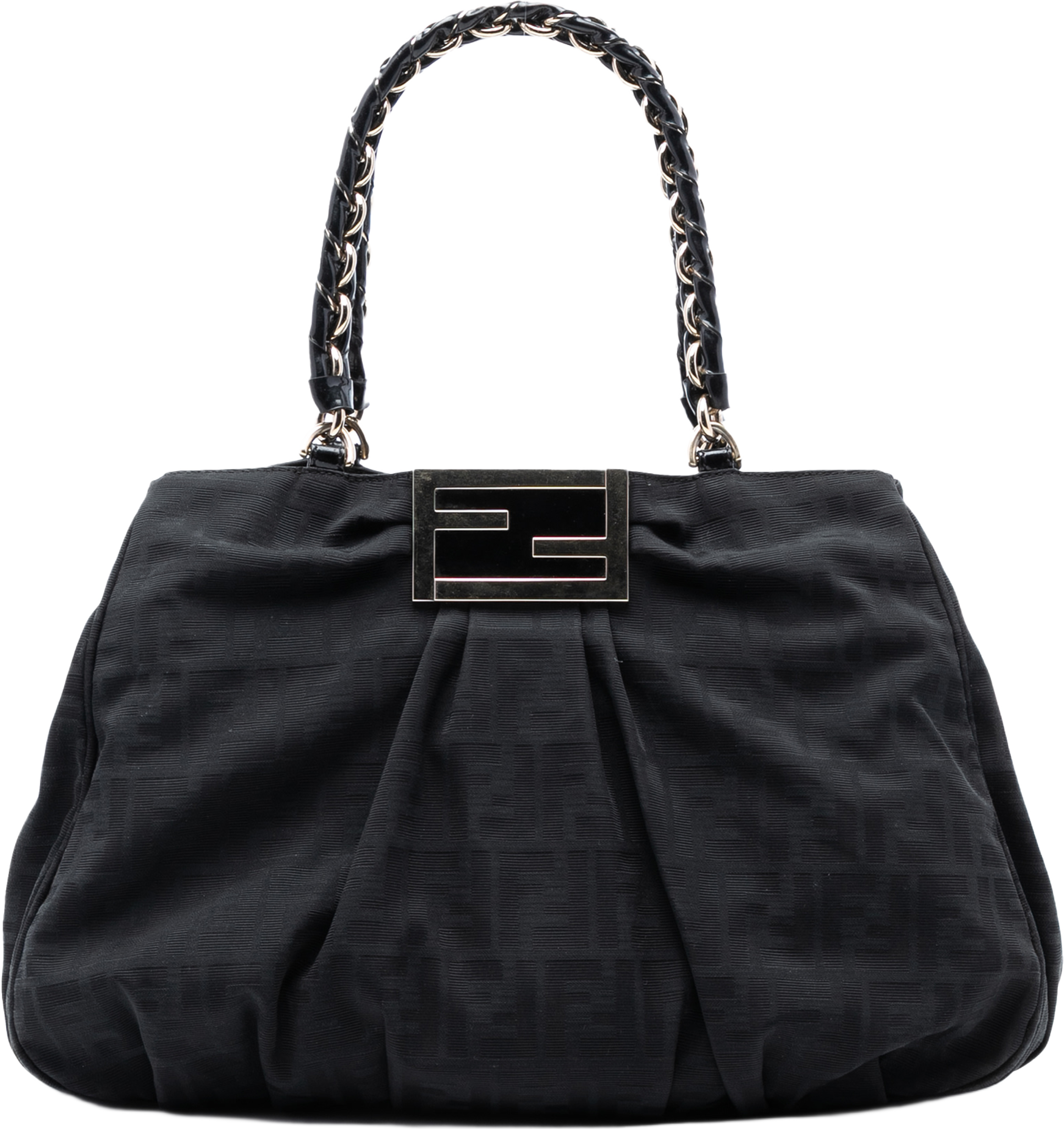 Fendi Zucca Canvas Mia Chain Tote, från Luxclusif, i färgen black. Klicka för att öppna bilden i stort format
