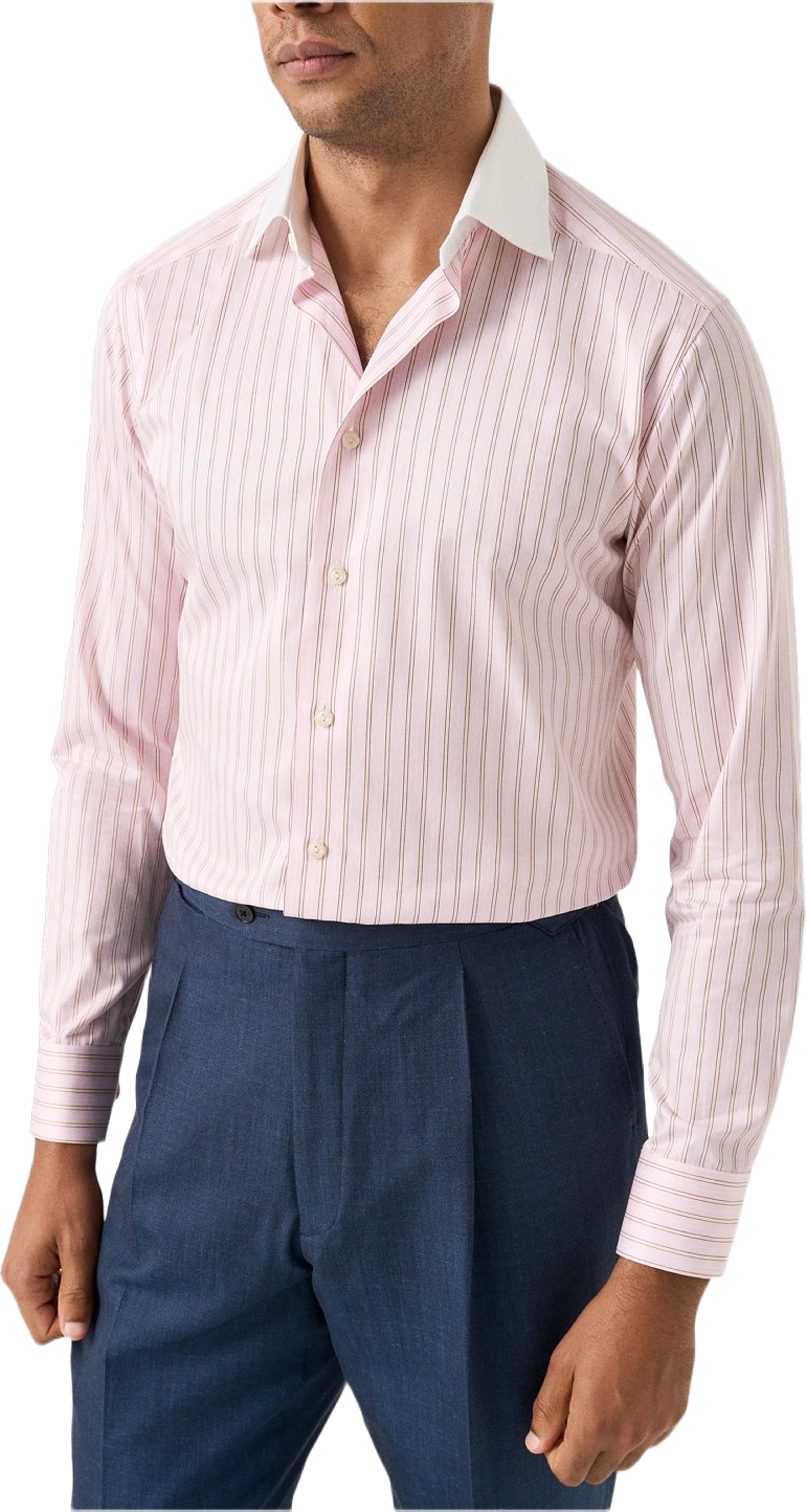 Randig Signature Twill-skjorta Med Vit Krage Slim Fit, från Eton, i färgen pink. Klicka för att öppna bilden i stort format