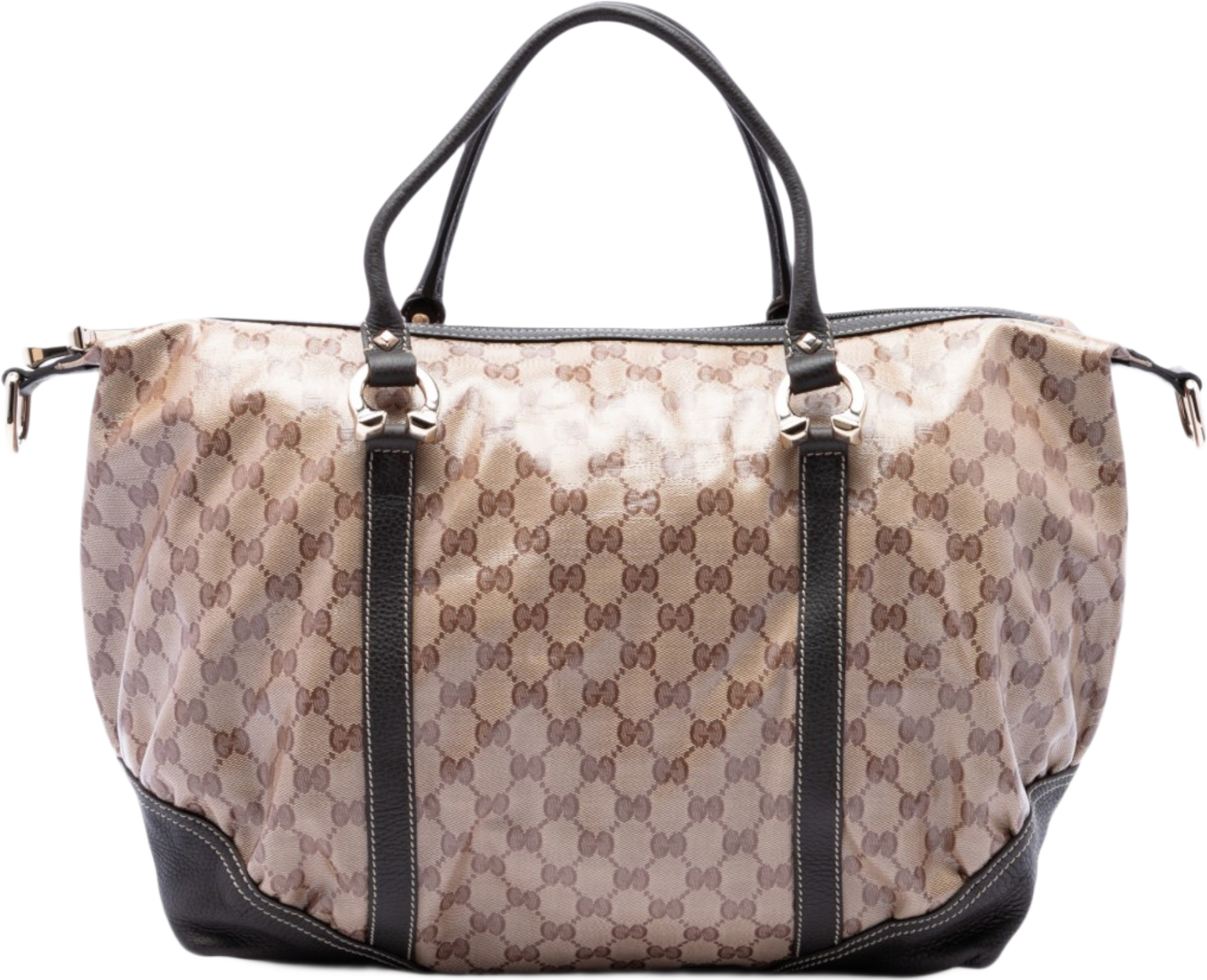 Gucci Gg Crystal Horsebit Nail Boston Bag, från Luxclusif, i färgen beige. Klicka för att öppna bilden i stort format