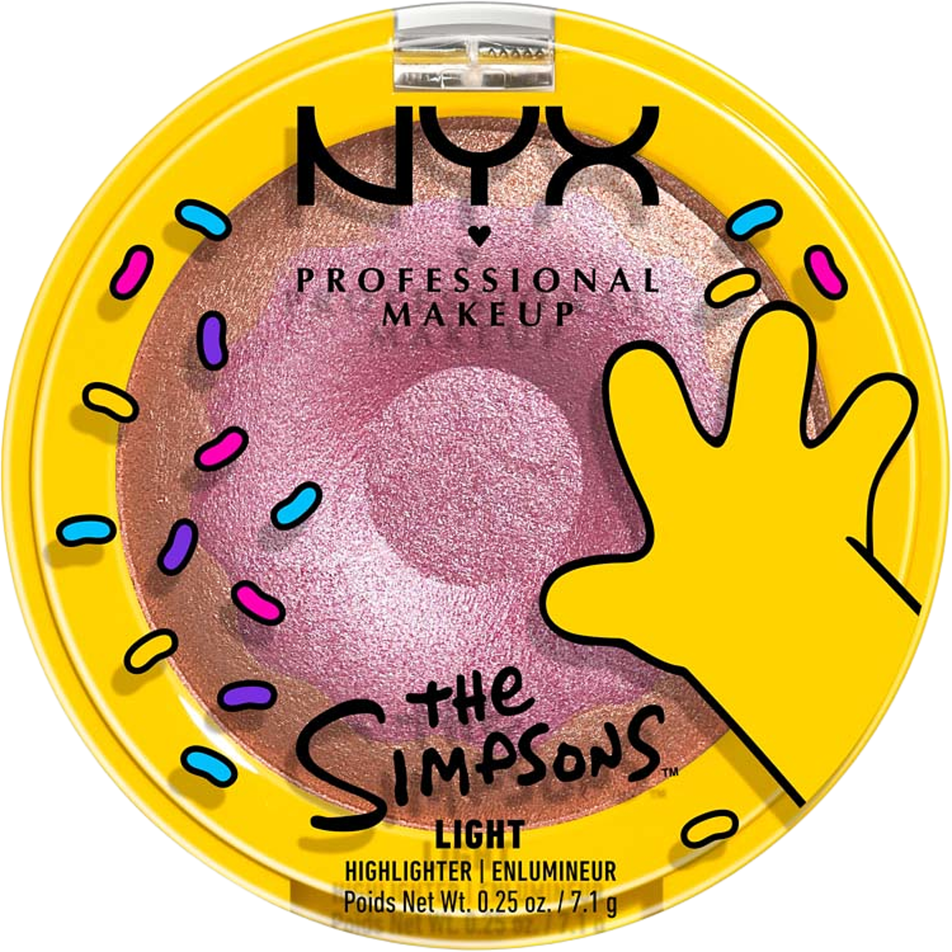 Homer Simpson Donut Highlighter, från NYX Professional Makeup, i färgen Glazed & Confused. Klicka för att öppna bilden i stort format