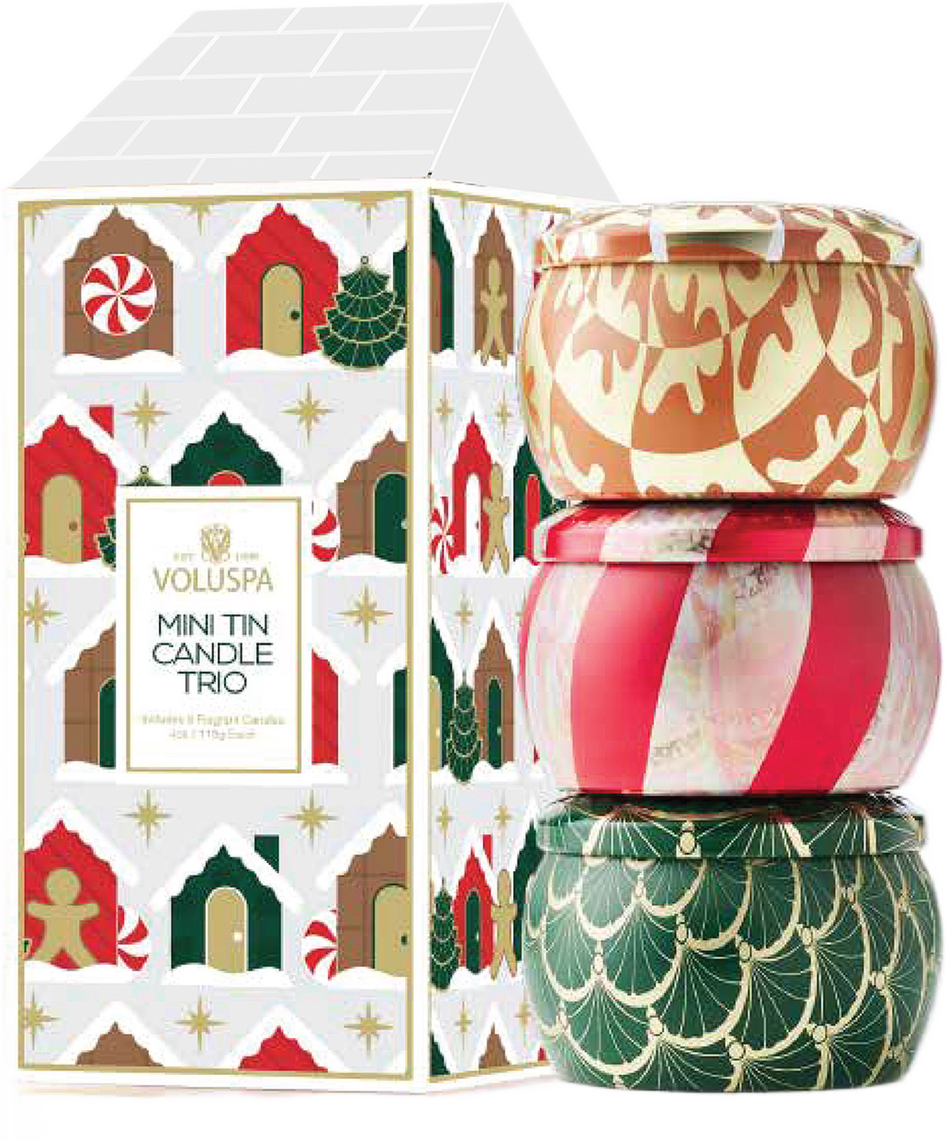 Holiday Mini Tin Trio, från Voluspa. Klicka för att öppna bilden i stort format