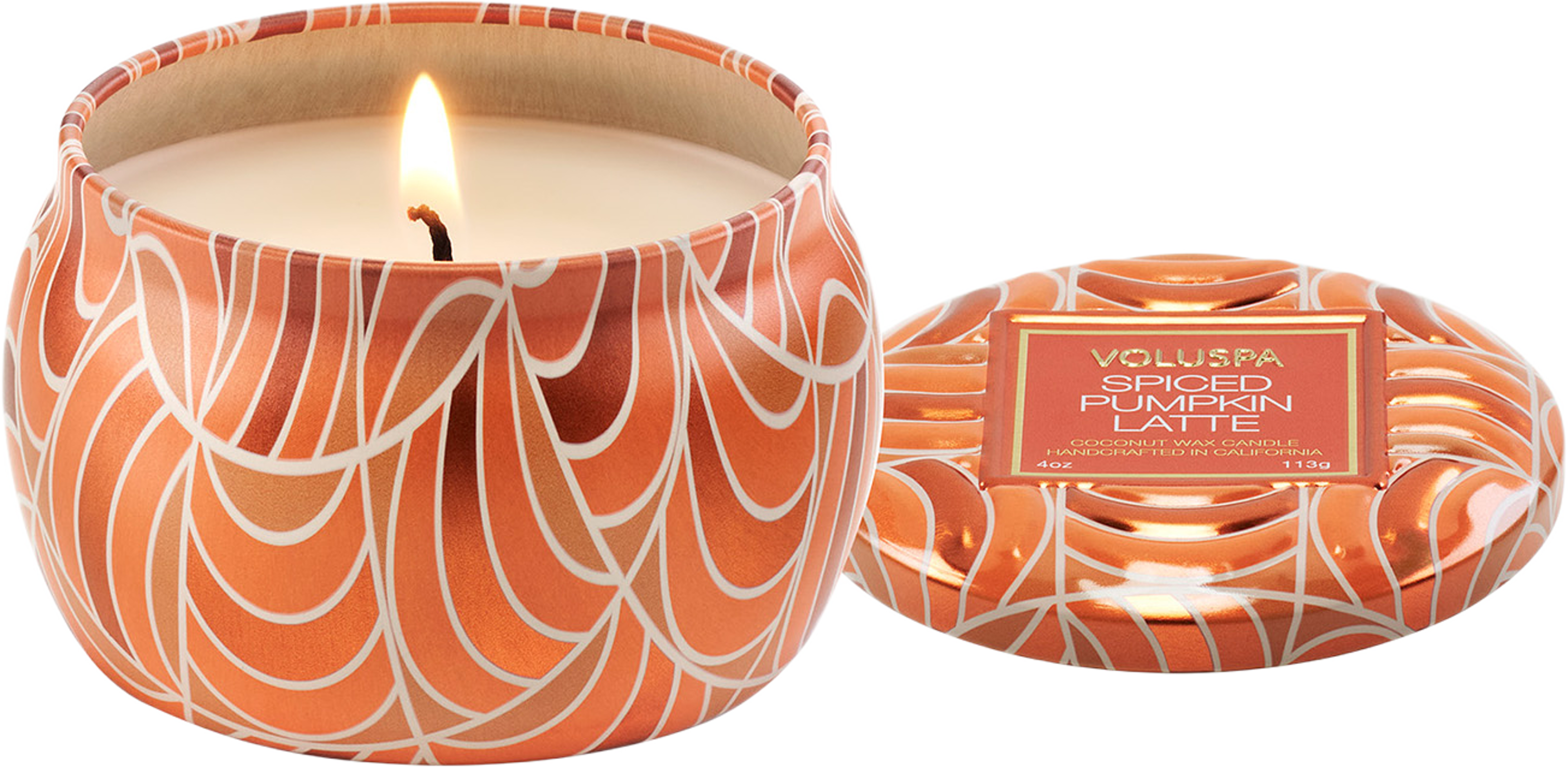 Spiced Pumpkin Latte Mini Tin, från Voluspa. Klicka för att öppna bilden i stort format