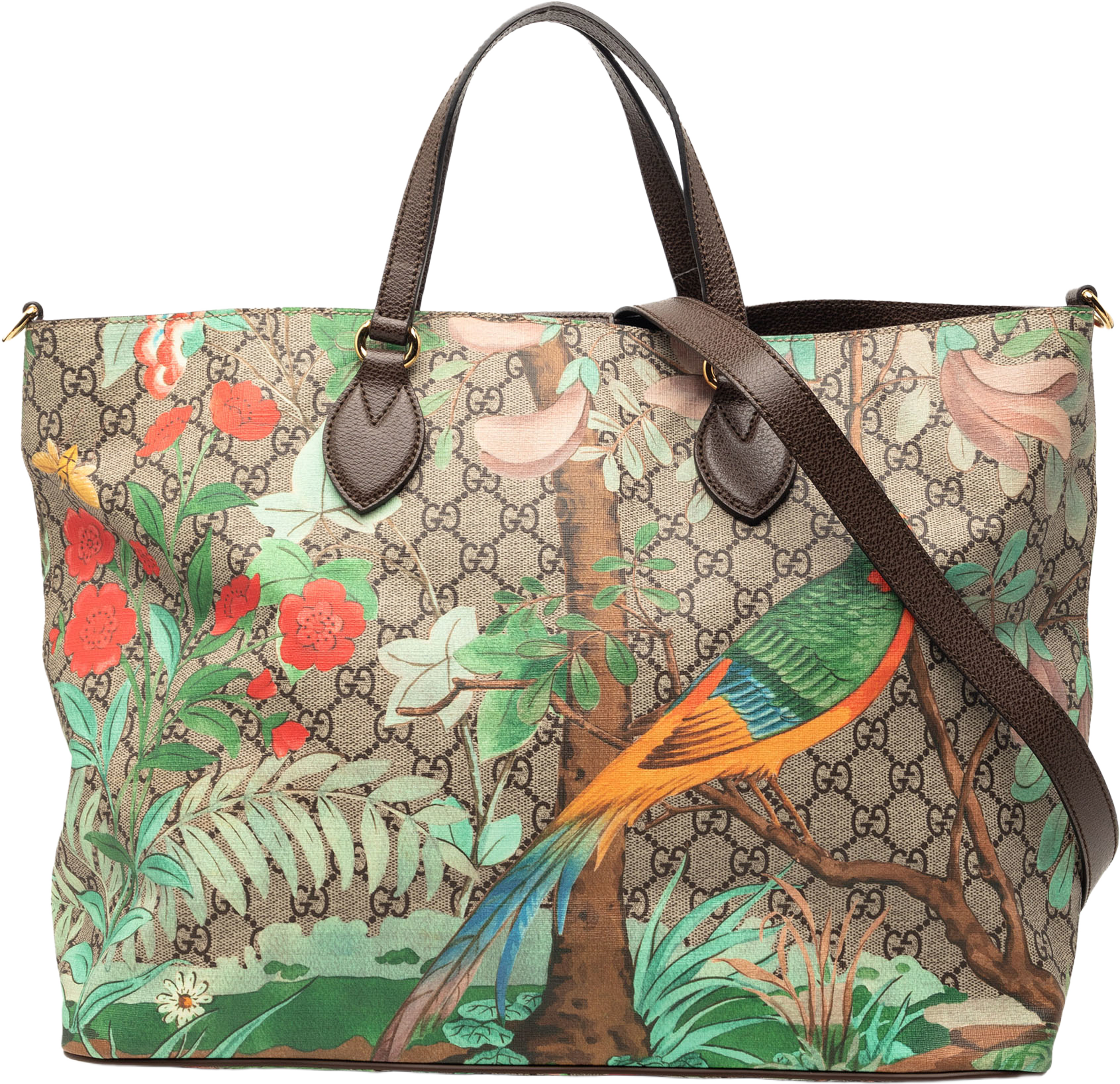 Gucci Medium Gg Supreme Tian Convertible Soft Tote, från Luxclusif, i färgen beige. Klicka för att öppna bilden i stort format