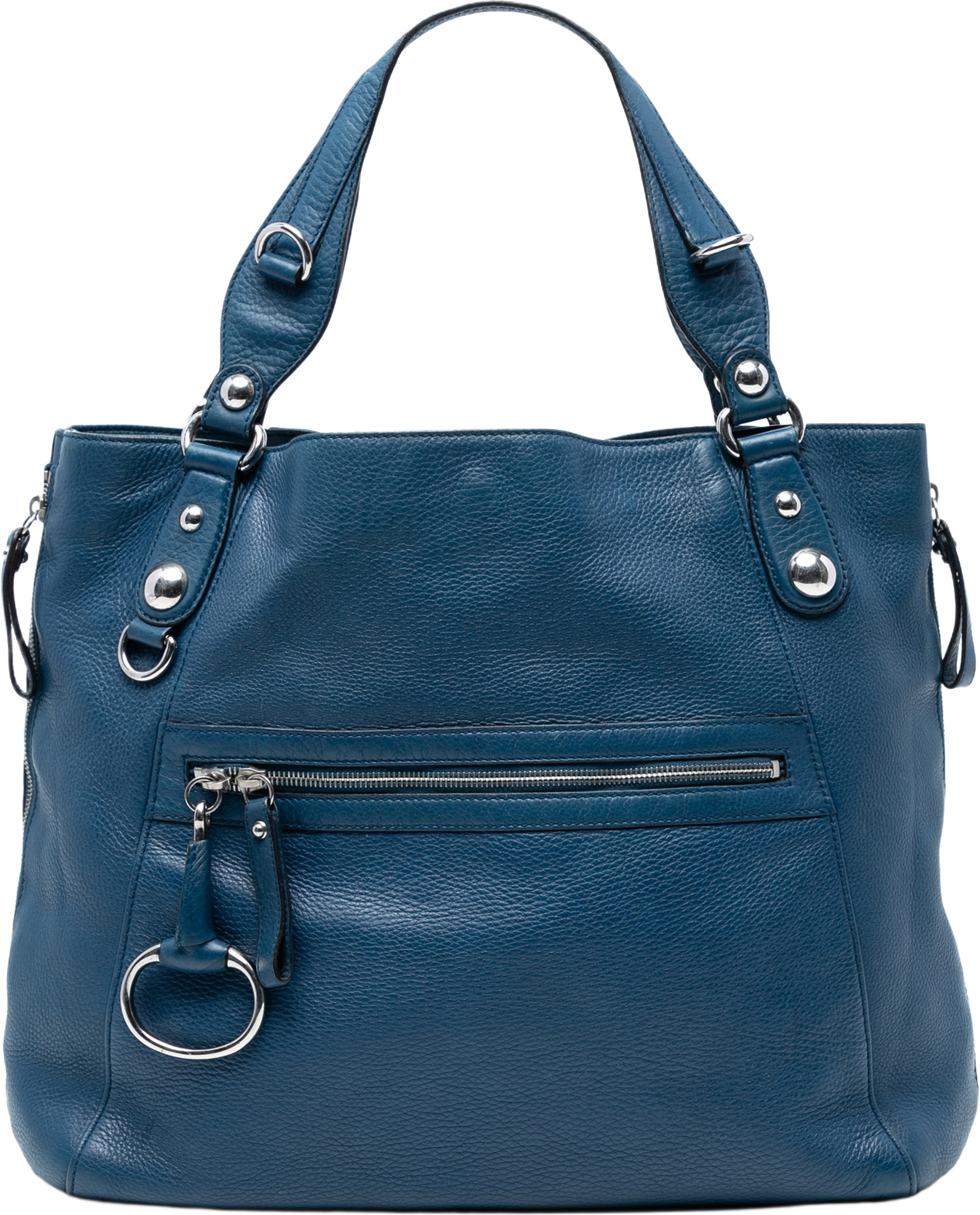Gucci Large Leather Icon Bit Zip Tote, från Luxclusif, i färgen blue. Klicka för att öppna bilden i stort format