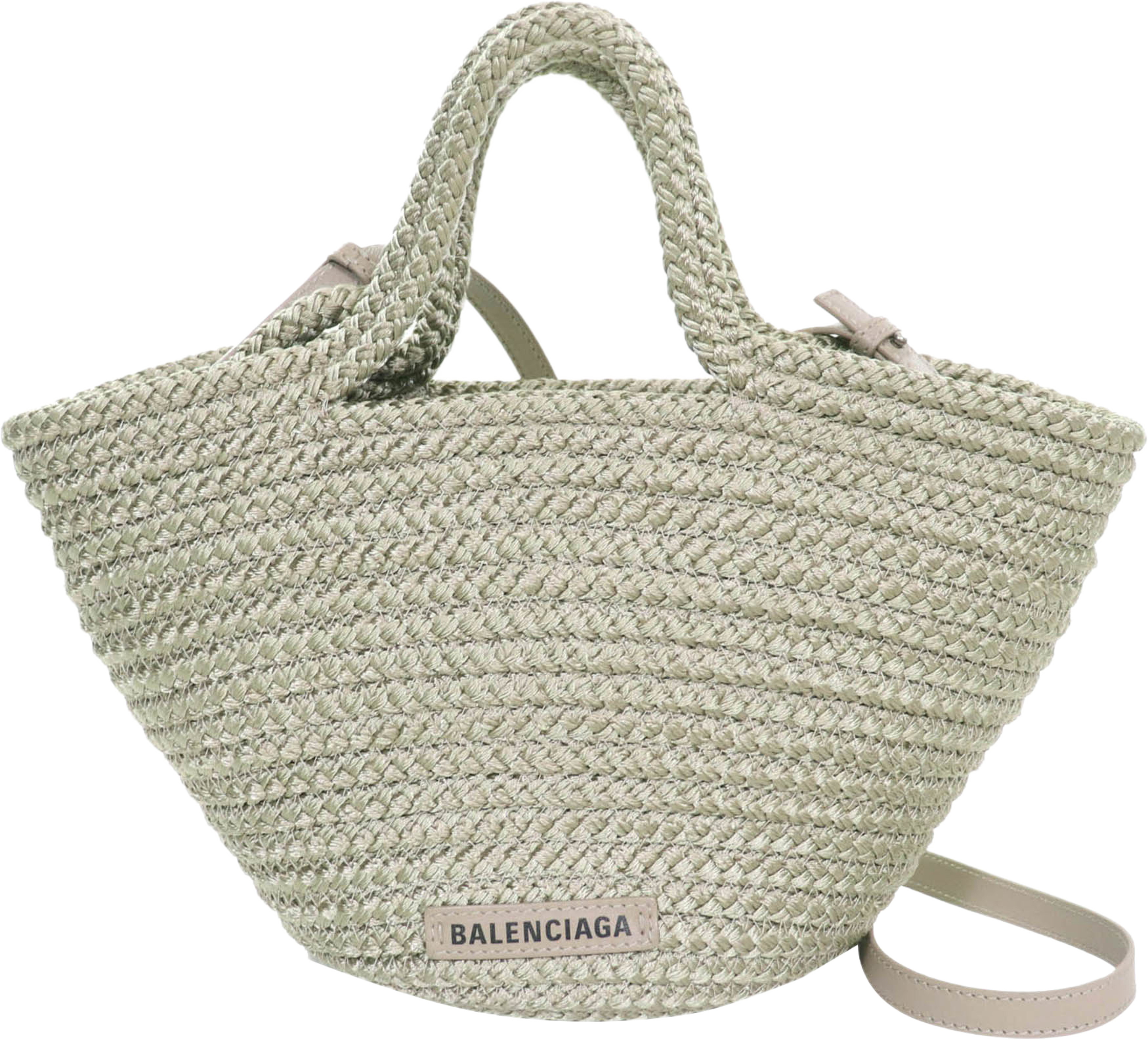 Balenciaga Small Nylon Ibiza Basket Bag, från Luxclusif, i färgen grön. Klicka för att öppna bilden i stort format