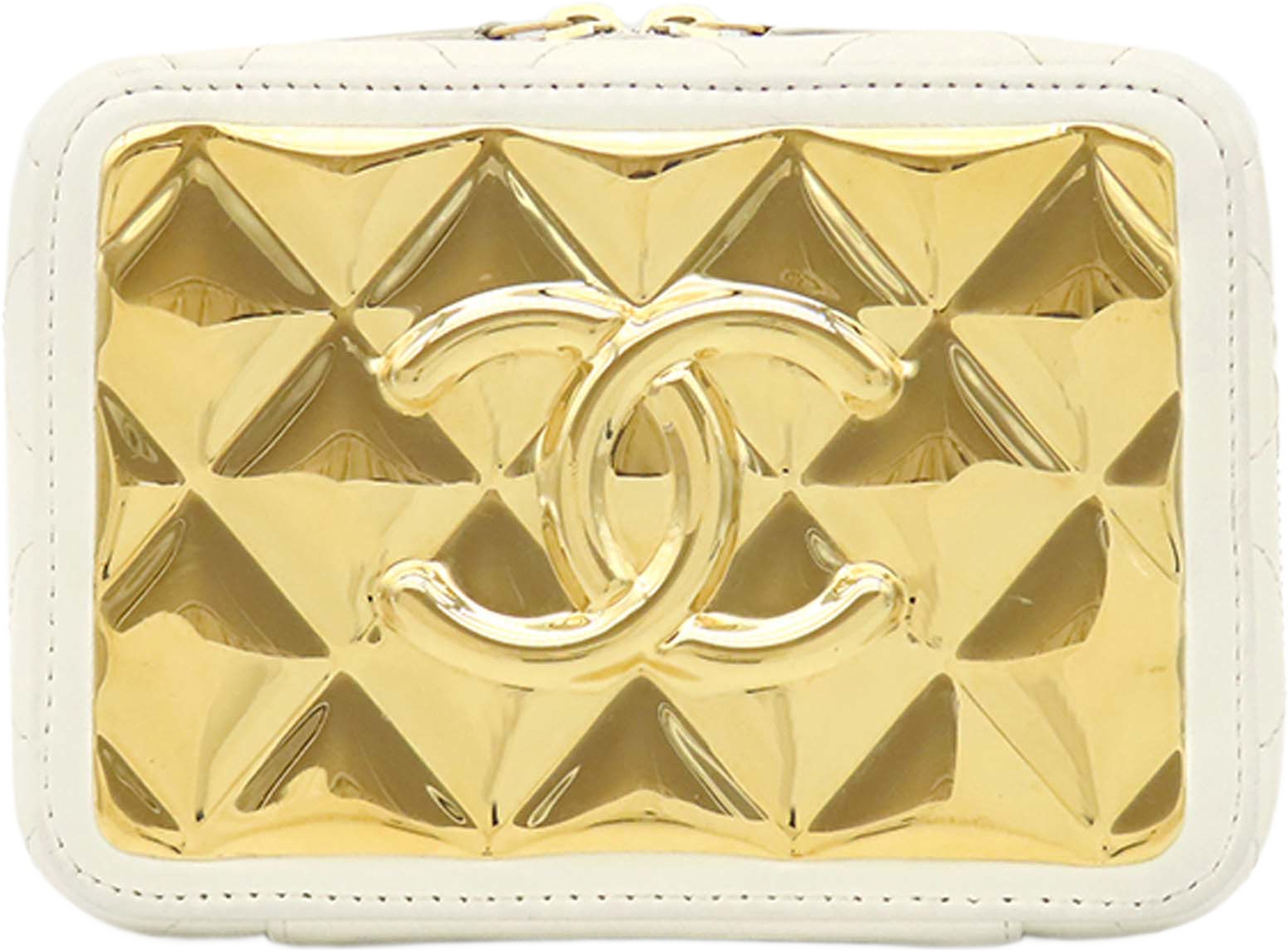 Chanel Mini Cc Quilted Lambskin And Golden Plate Vanity Crossbody, från Luxclusif, i färgen guld. Klicka för att öppna bilden i stort format