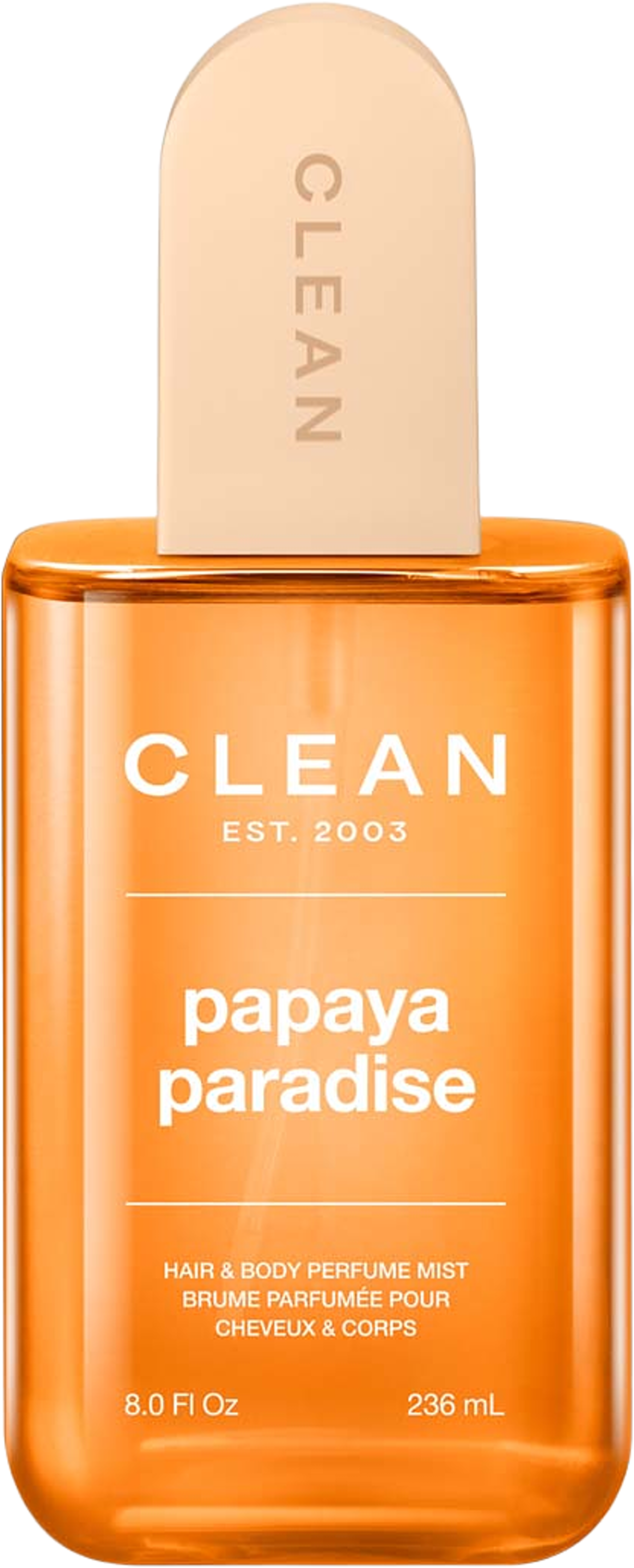 Papaya Paradise Hair & Body Perfume Mist, från Clean. Klicka för att öppna bilden i stort format
