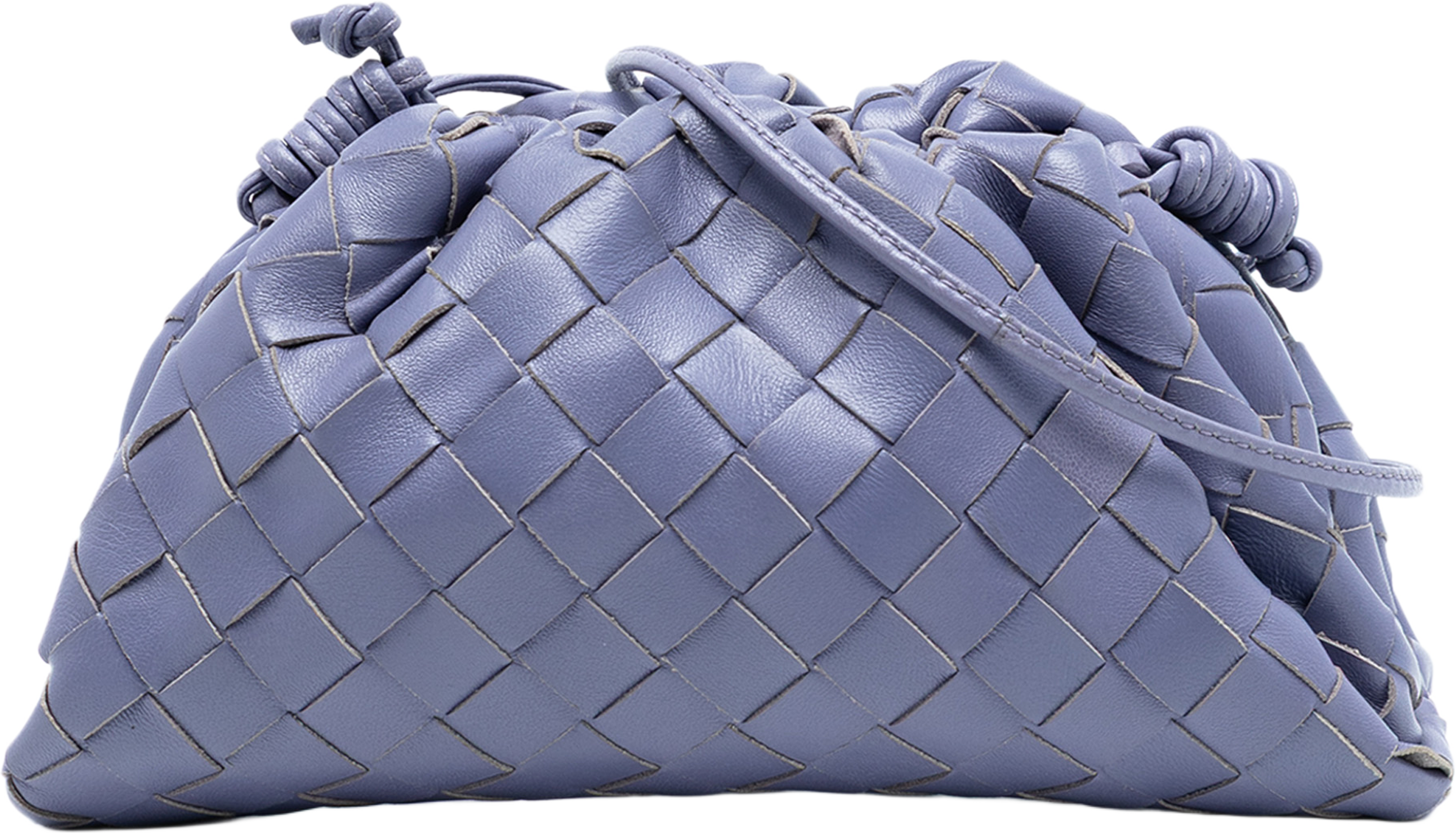 Bottega Veneta Nappa Intrecciato The Mini Pouch Crossbody, från Luxclusif, i färgen purple. Klicka för att öppna bilden i stort format