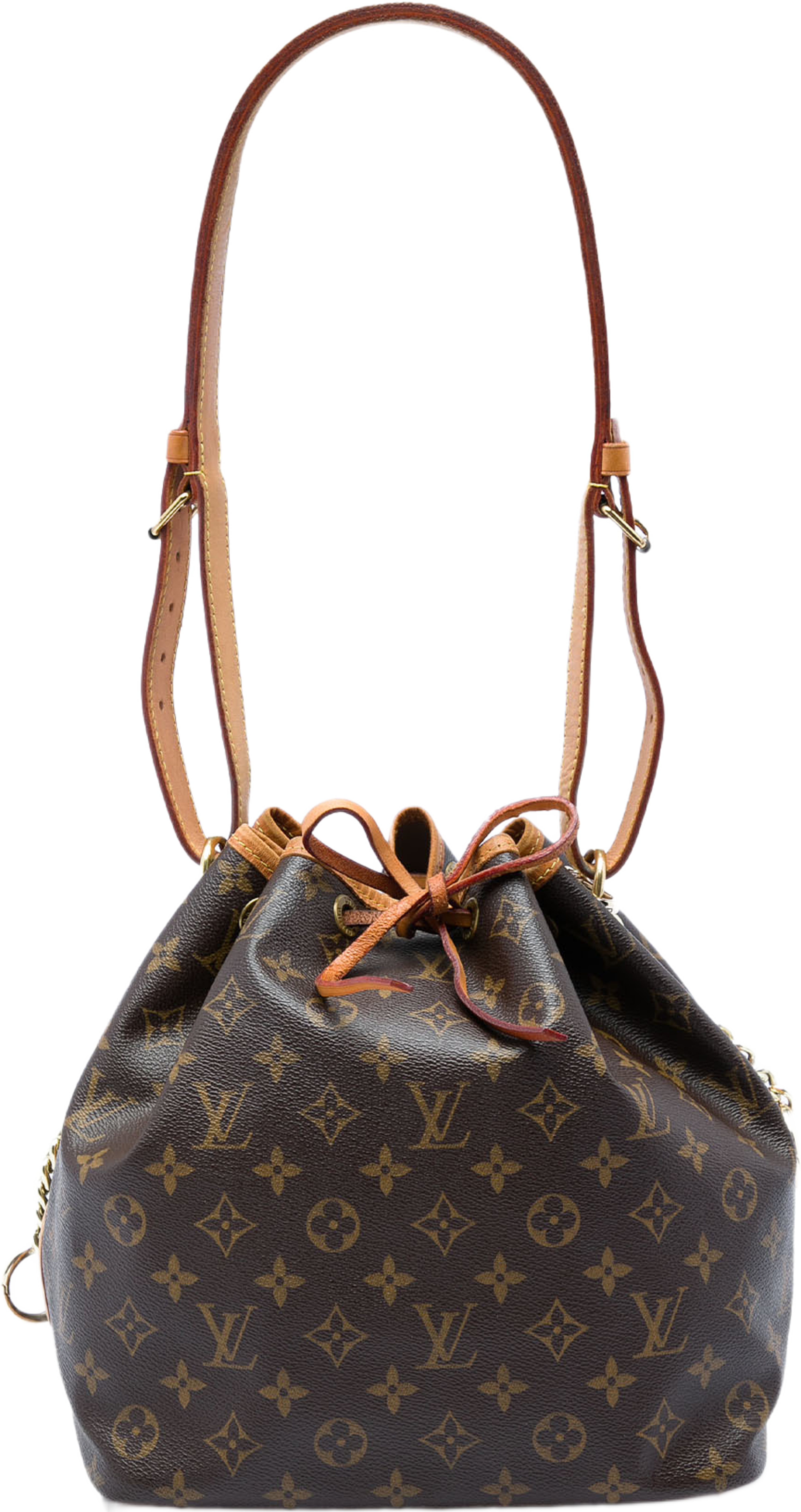 Louis Vuitton Monogram Petit Noe, från Luxclusif, i färgen brun. Klicka för att öppna bilden i stort format