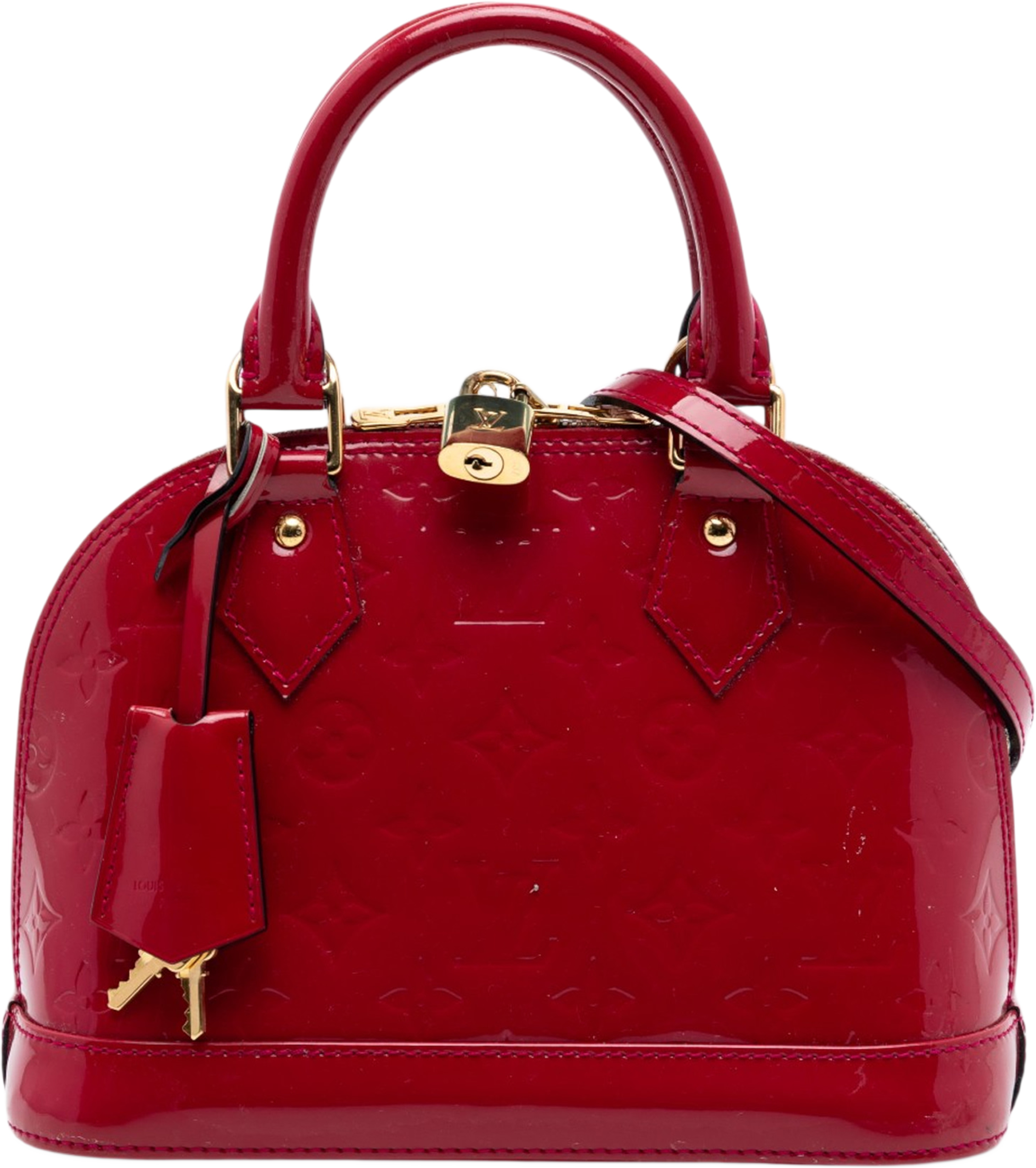 Louis Vuitton Monogram Vernis Alma Bb, från Luxclusif, i färgen red. Klicka för att öppna bilden i stort format