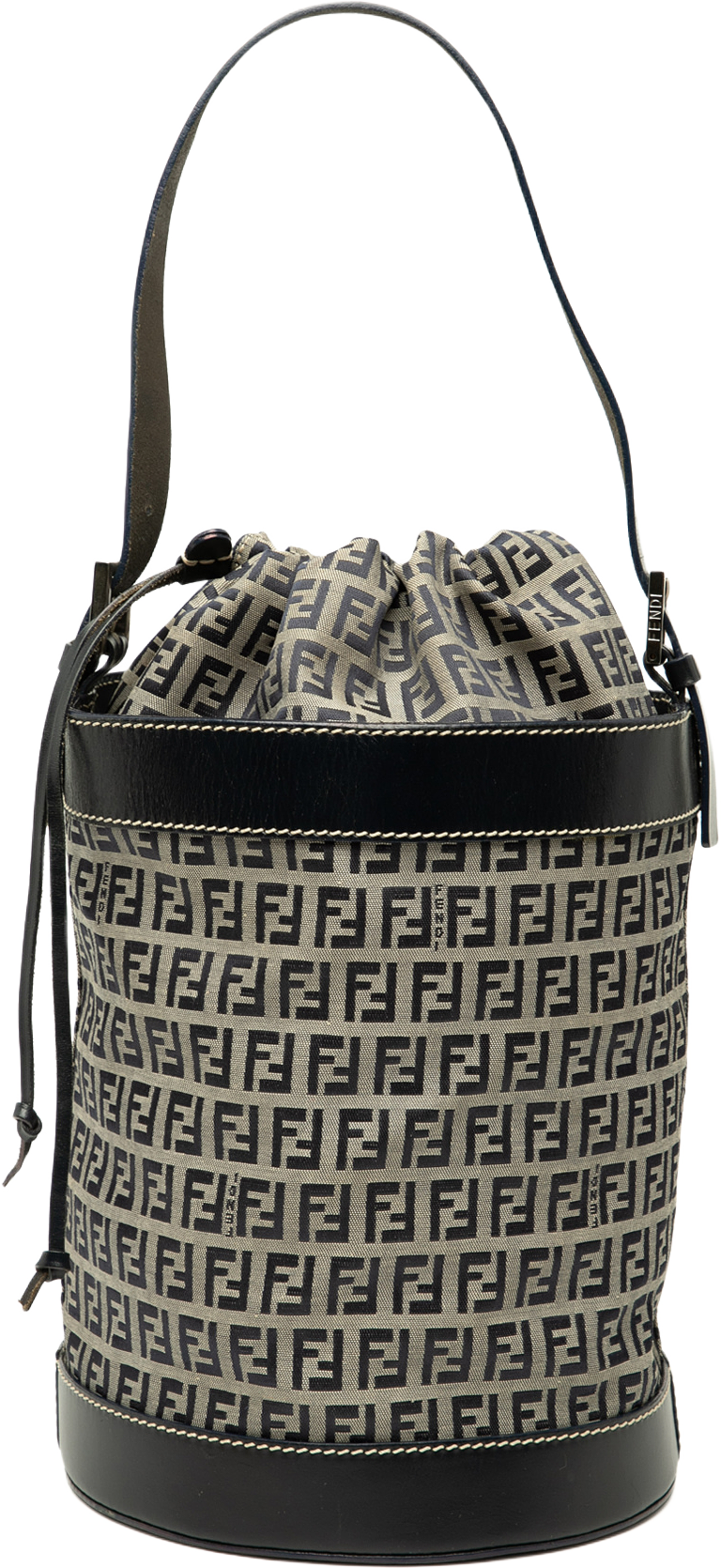 Fendi Zucchino Canvas Bucket Bag, från Luxclusif, i färgen gray. Klicka för att öppna bilden i stort format