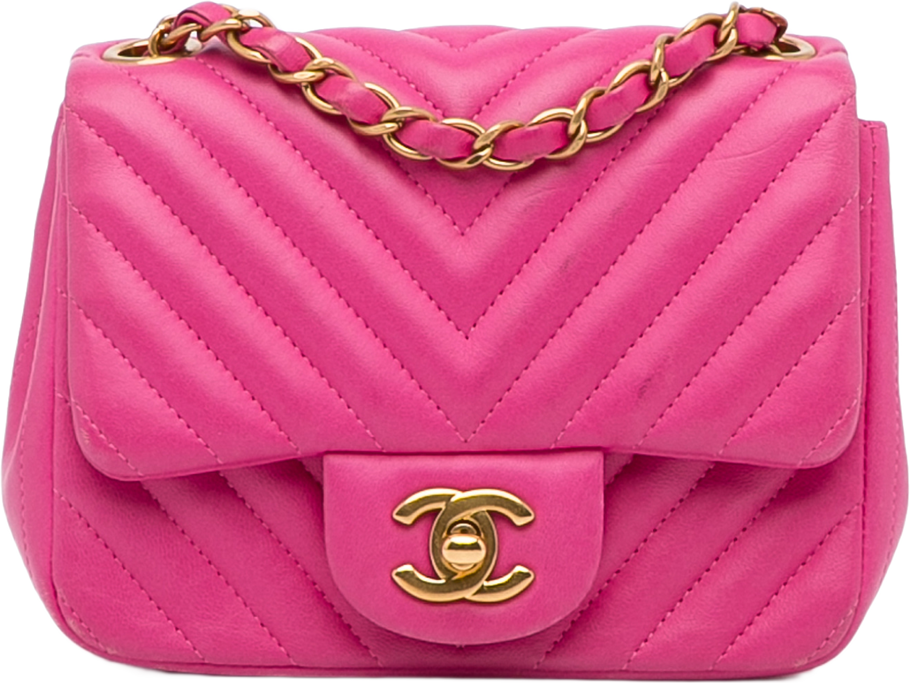 Chanel Mini Square Classic Chevron Lambskin Single Flap