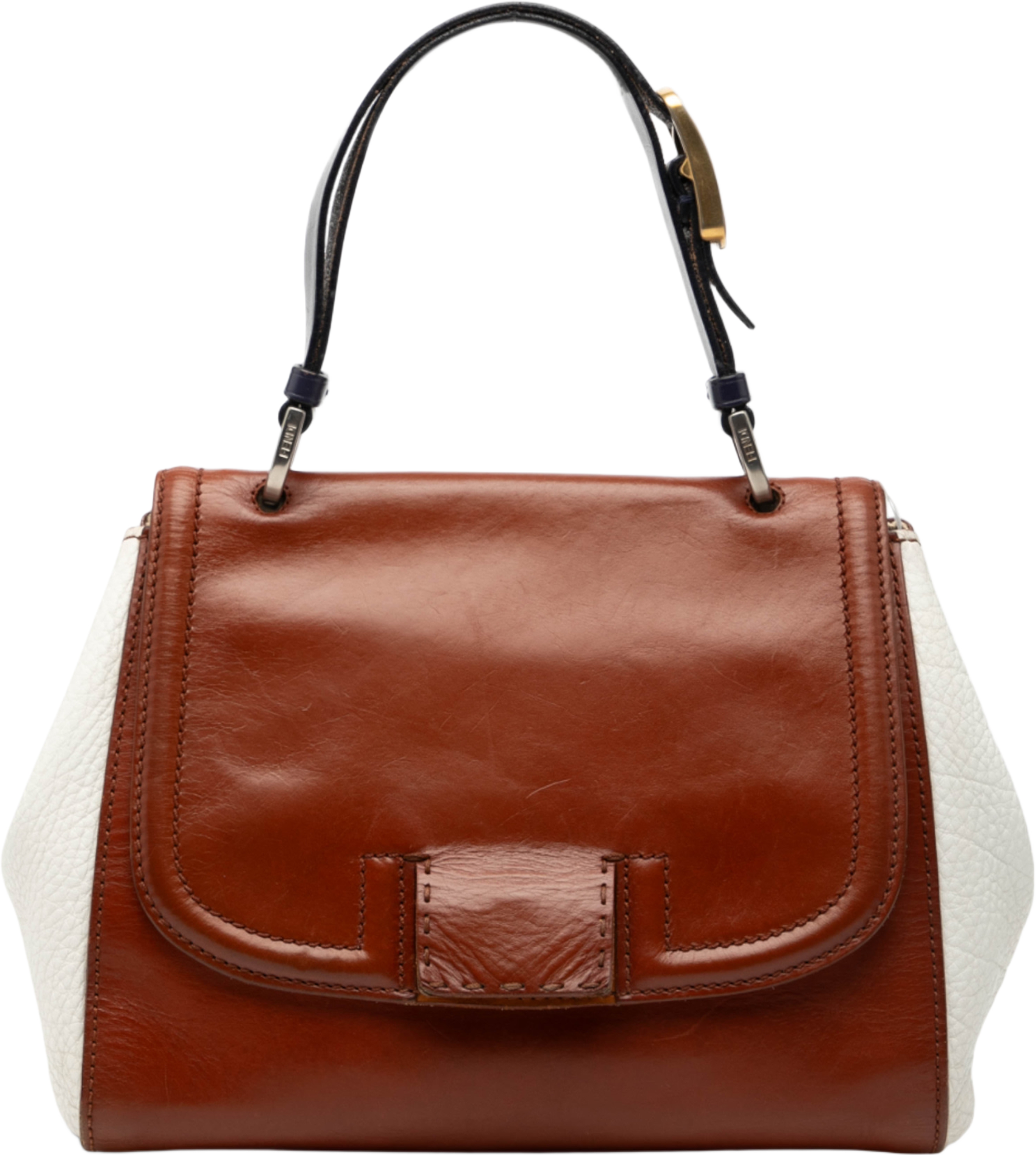 Fendi Calfskin Silvana Top Handle Bag, från Luxclusif, i färgen brown. Klicka för att öppna bilden i stort format
