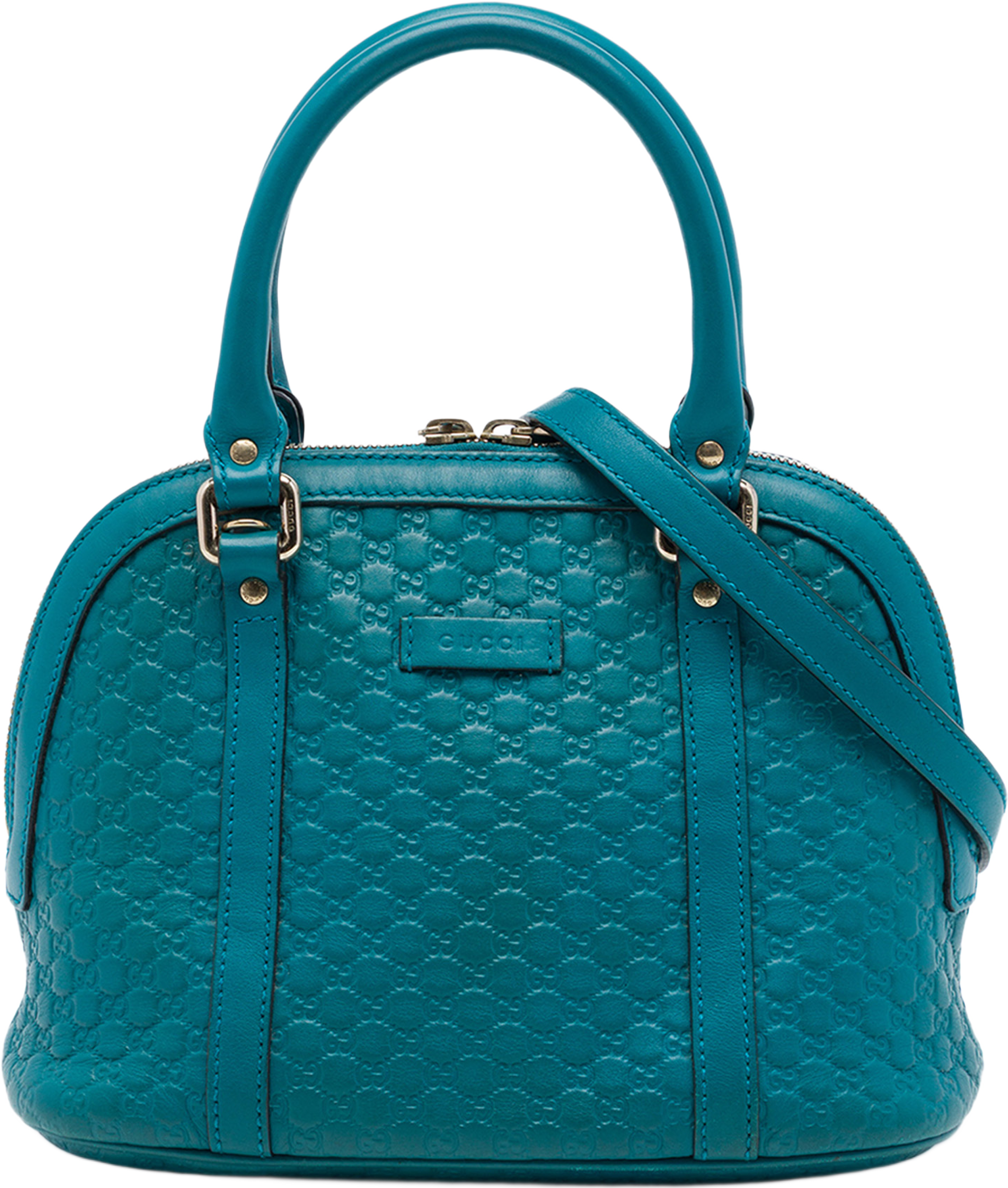 Gucci Mini Microguccissima Dome Satchel, från Luxclusif, i färgen blå. Klicka för att öppna bilden i stort format