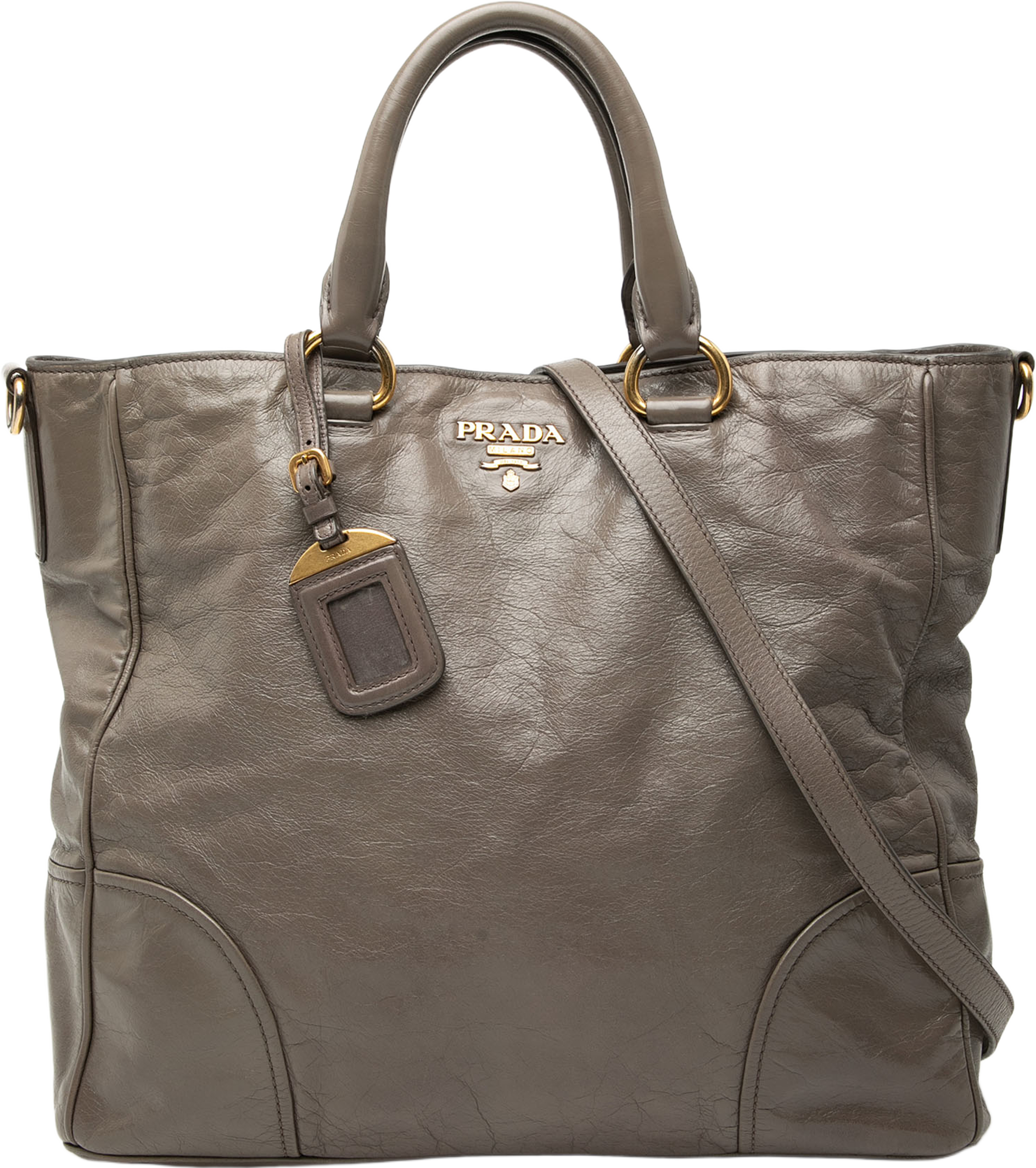 Prada Vitello Shine Satchel, från Luxclusif, i färgen taupe. Klicka för att öppna bilden i stort format