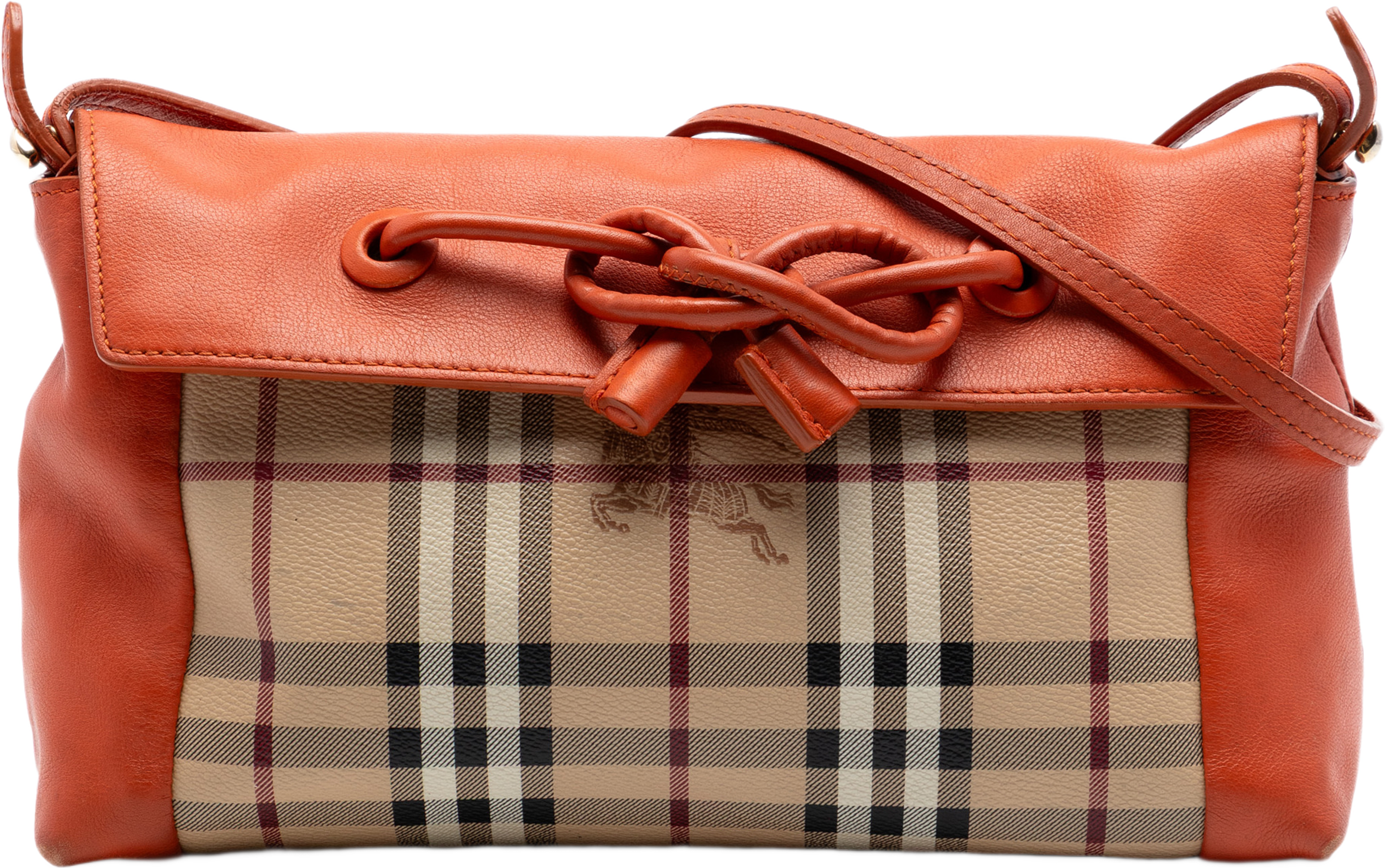 Burberry Haymarket Check Coated Canvas Leah Crossbody, från Luxclusif, i färgen beige. Klicka för att öppna bilden i stort format