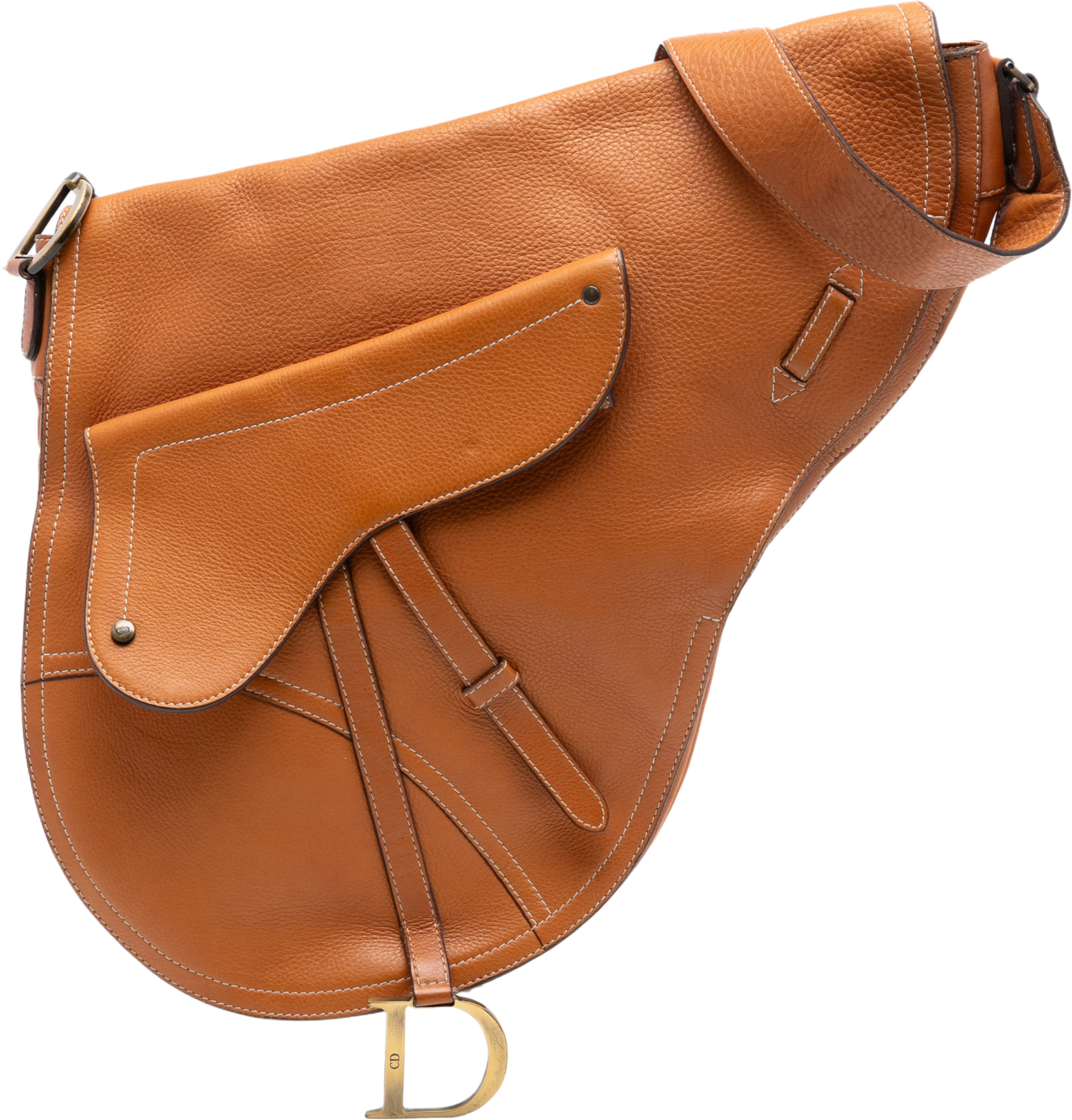 Dior Leather Baudrier Saddle Bag, från Luxclusif, i färgen brown. Klicka för att öppna bilden i stort format