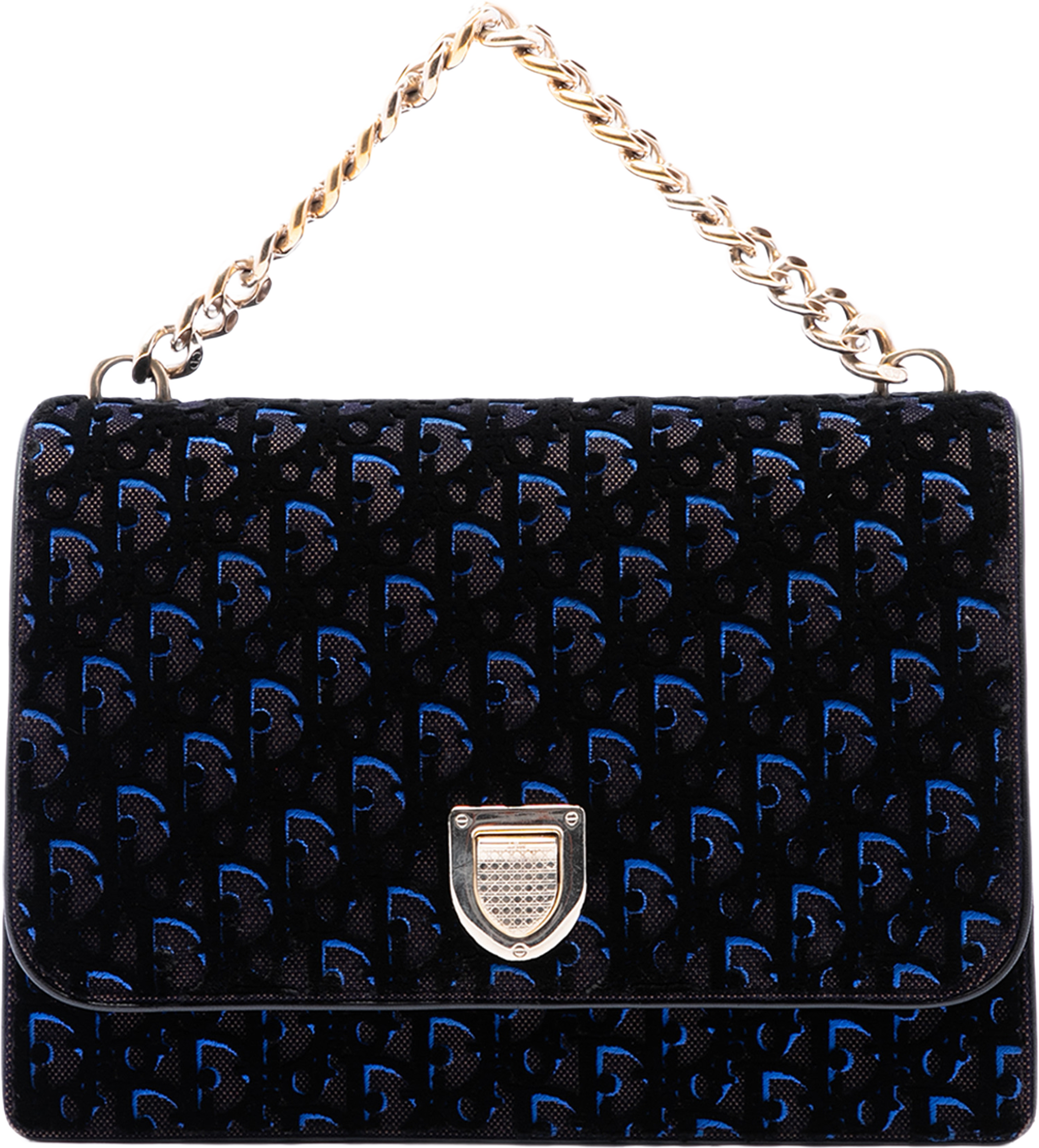 Dior Large Oblique Canvas And Velvet Diorama Flap, från Luxclusif, i färgen blå. Klicka för att öppna bilden i stort format