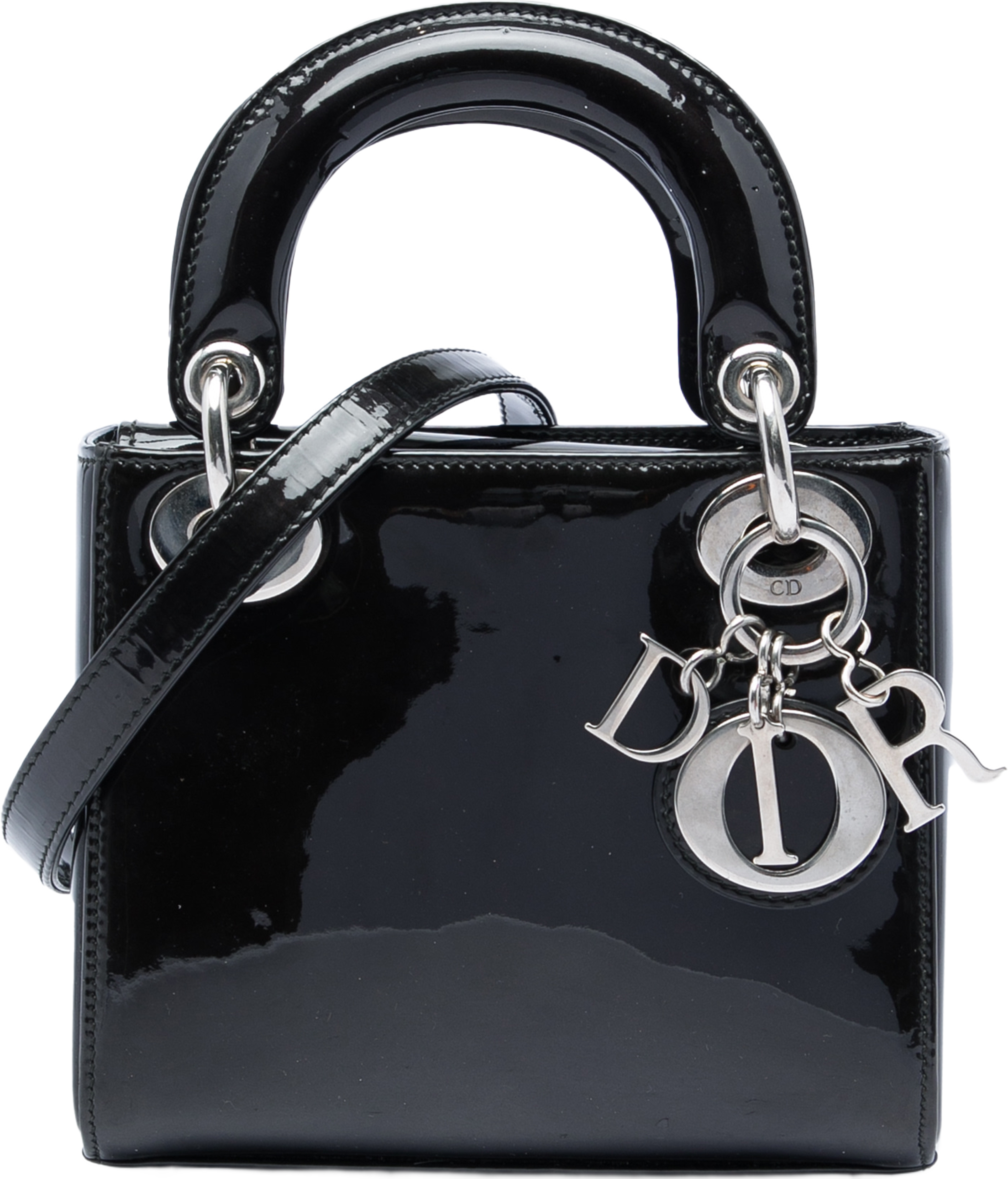 Dior Mini Patent Lady Dior, från Luxclusif, i färgen svart. Klicka för att öppna bilden i stort format