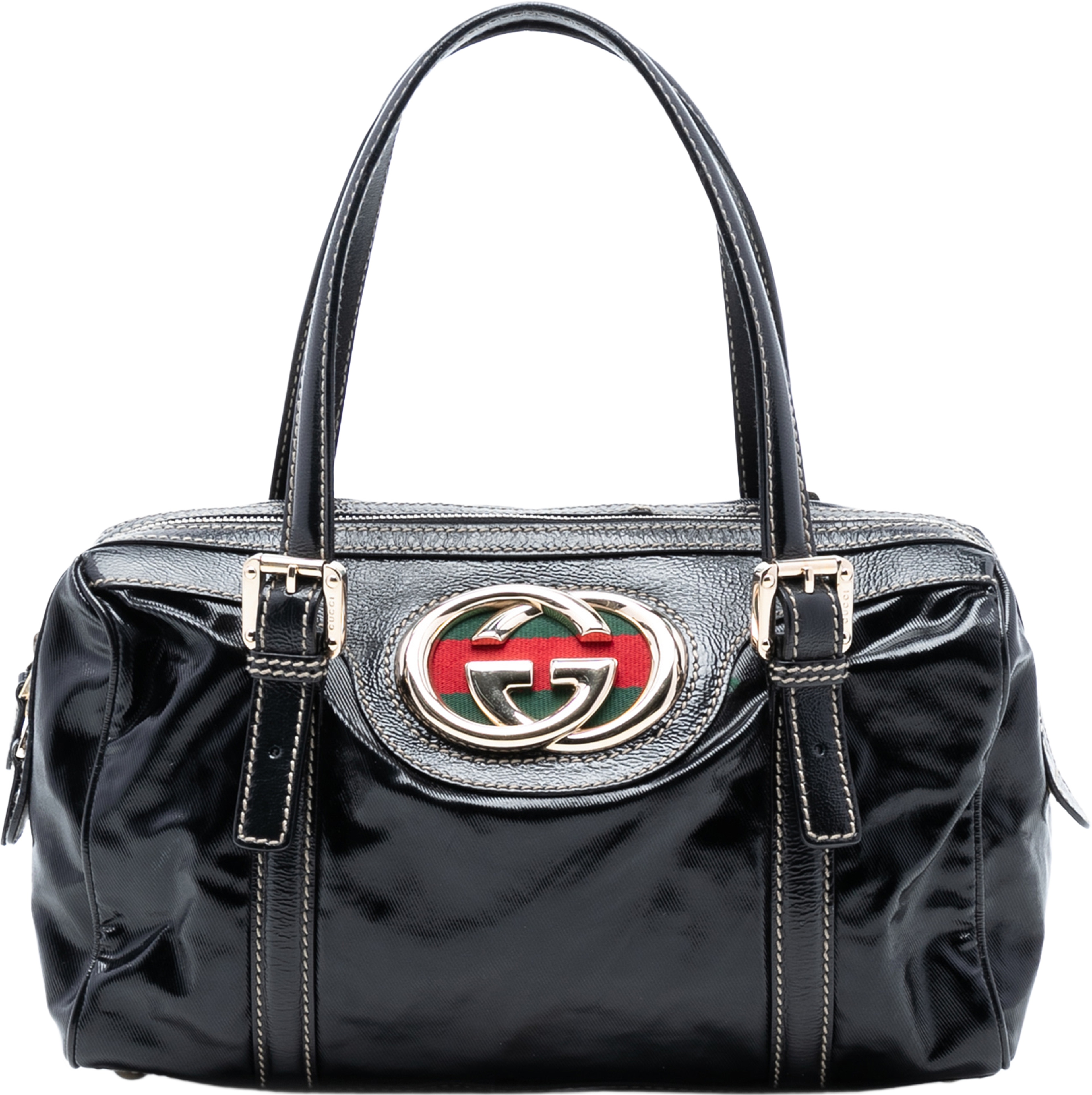 Gucci Coated Canvas Dialux Britt Boston Bag, från Luxclusif, i färgen black. Klicka för att öppna bilden i stort format