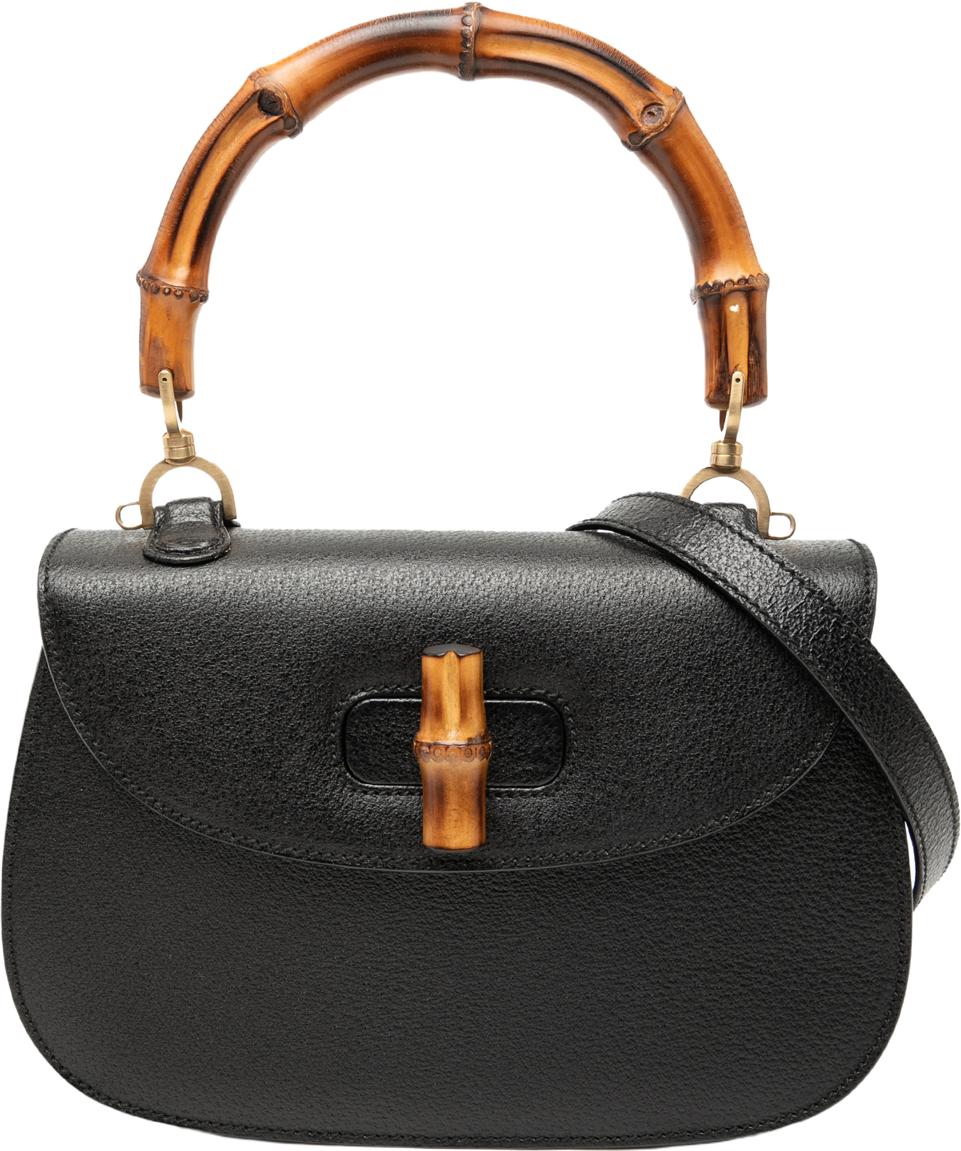 Gucci Grained Calfskin Bamboo Night, från Luxclusif, i färgen black. Klicka för att öppna bilden i stort format