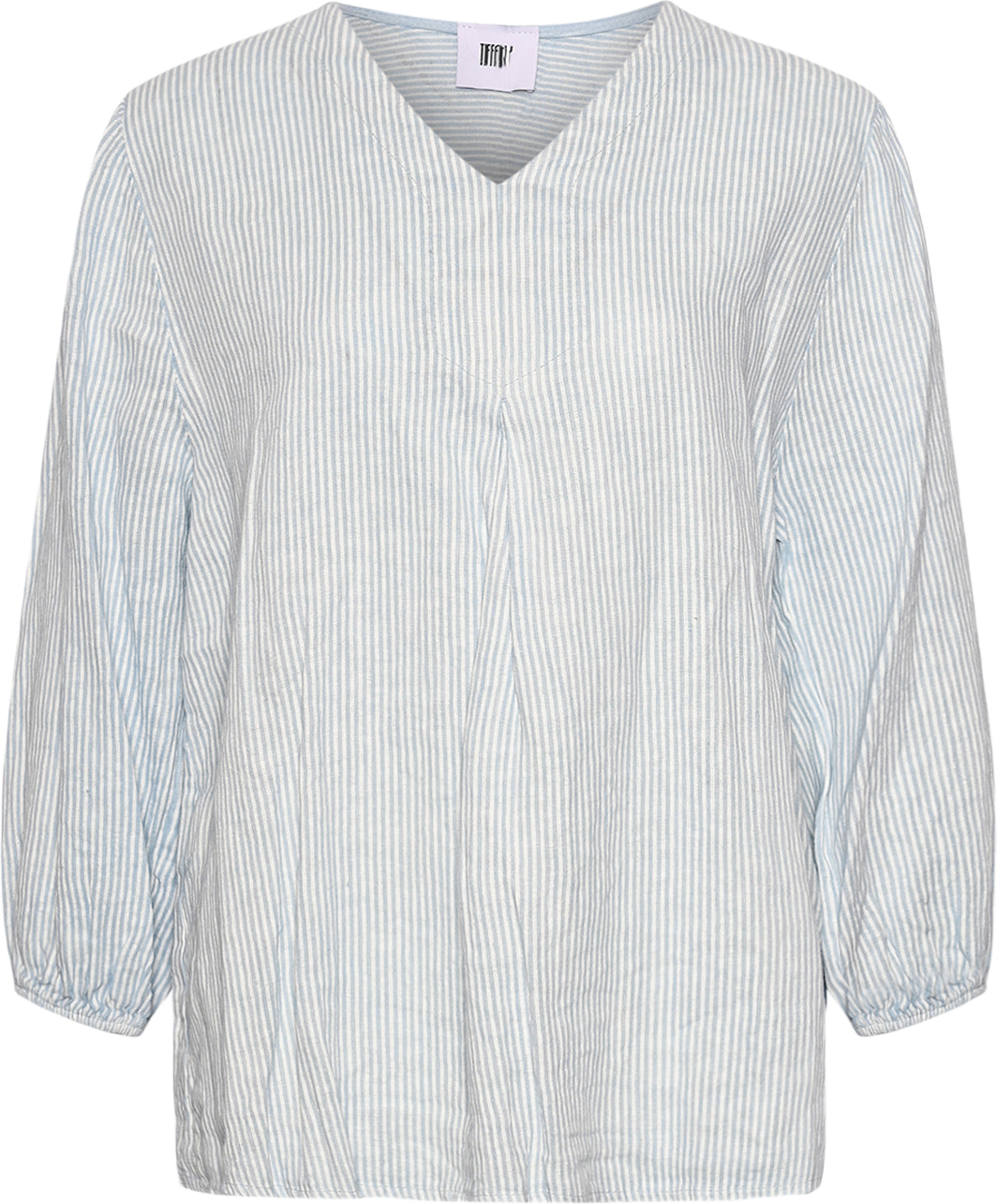Ella, Blouse Stripe, Linen - Light Blue Stripe/white