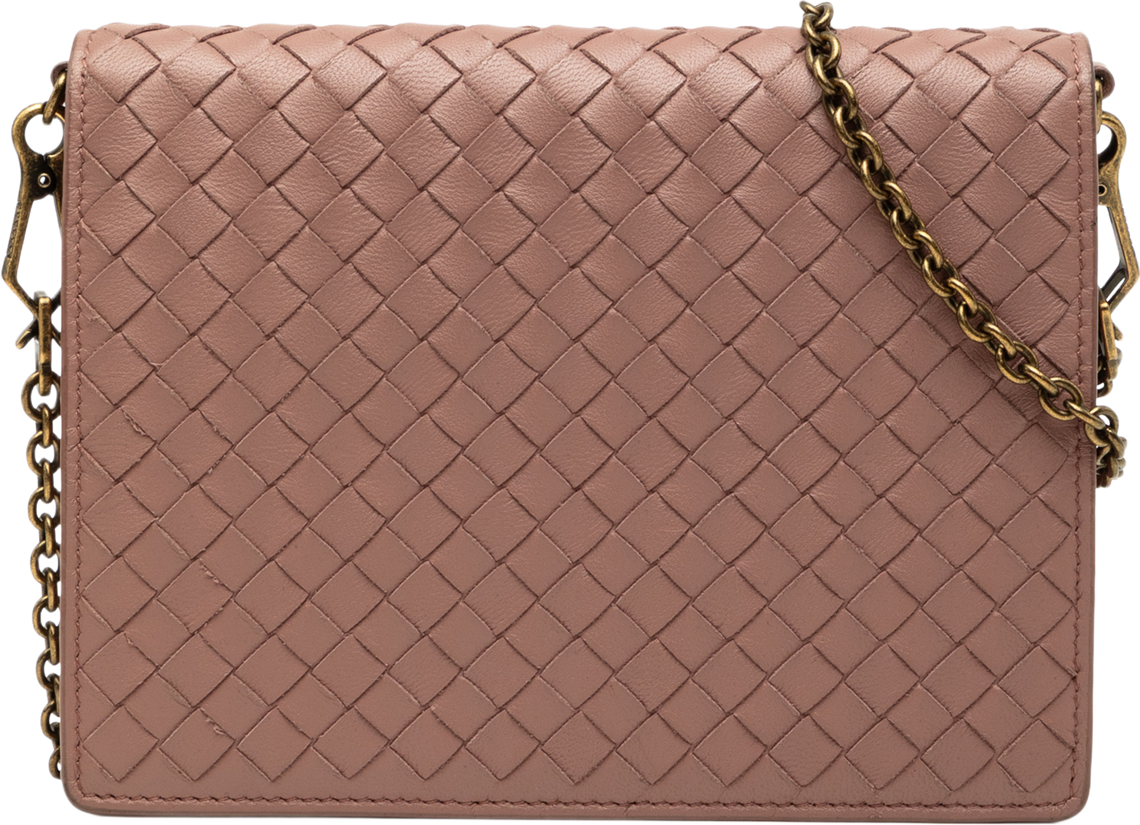 Bottega Veneta Nappa Intrecciato Wallet On Chain, från Luxclusif, i färgen rosa. Klicka för att öppna bilden i stort format