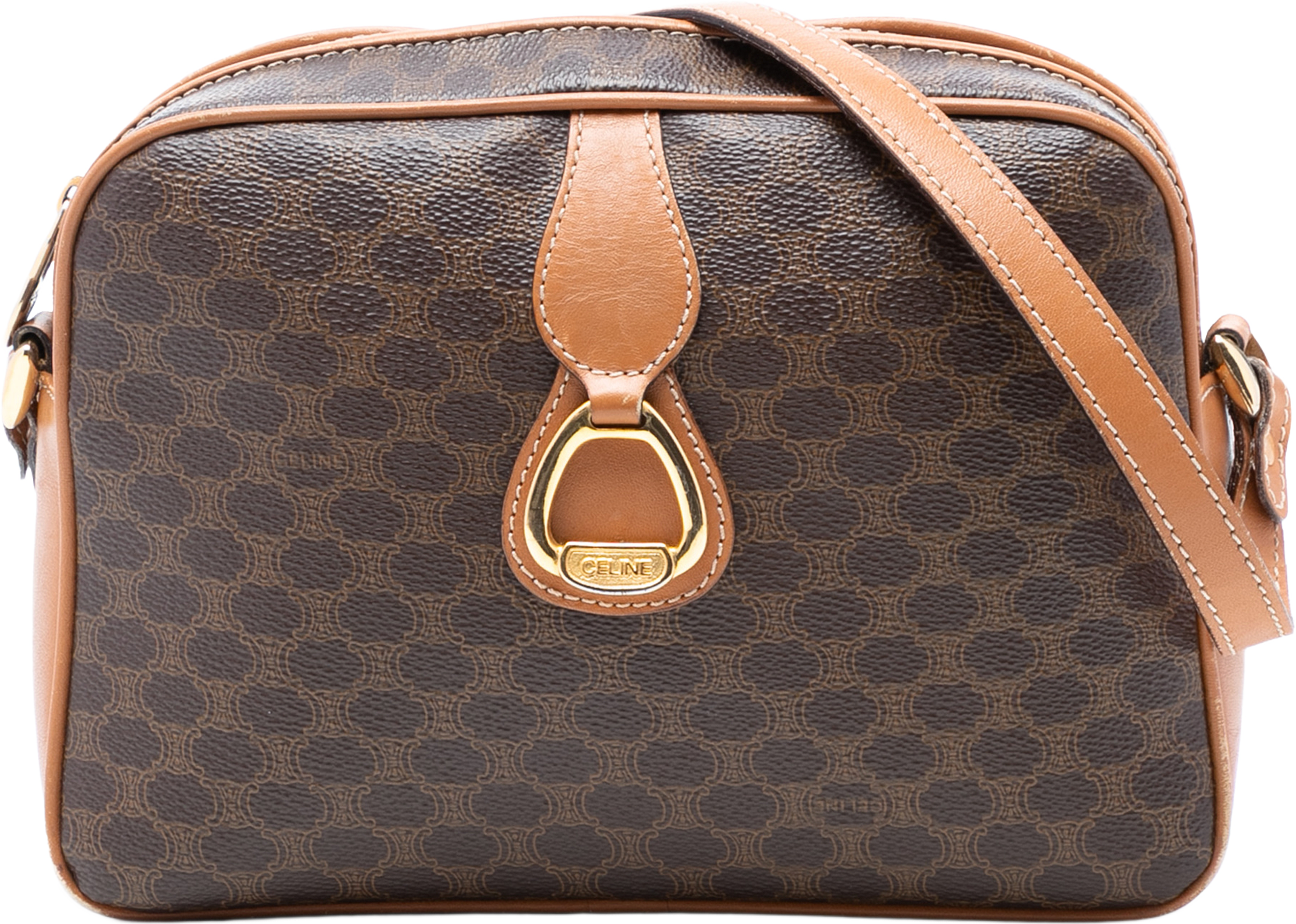 Celine Macadam Coated Canvas Crossbody, från Luxclusif, i färgen brown. Klicka för att öppna bilden i stort format