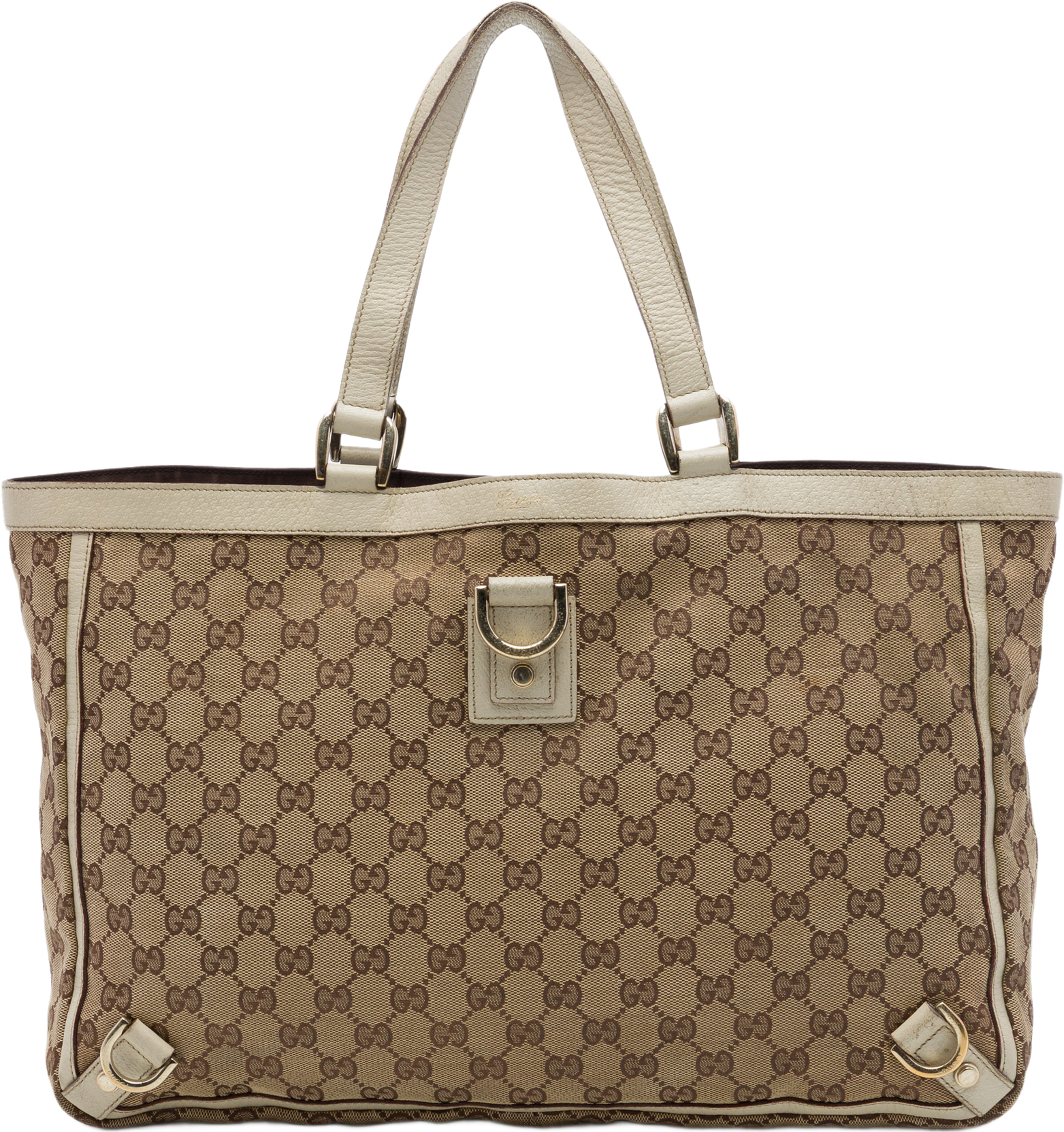 Gucci Gg Canvas Abbey D Ring Tote, från Luxclusif, i färgen beige. Klicka för att öppna bilden i stort format