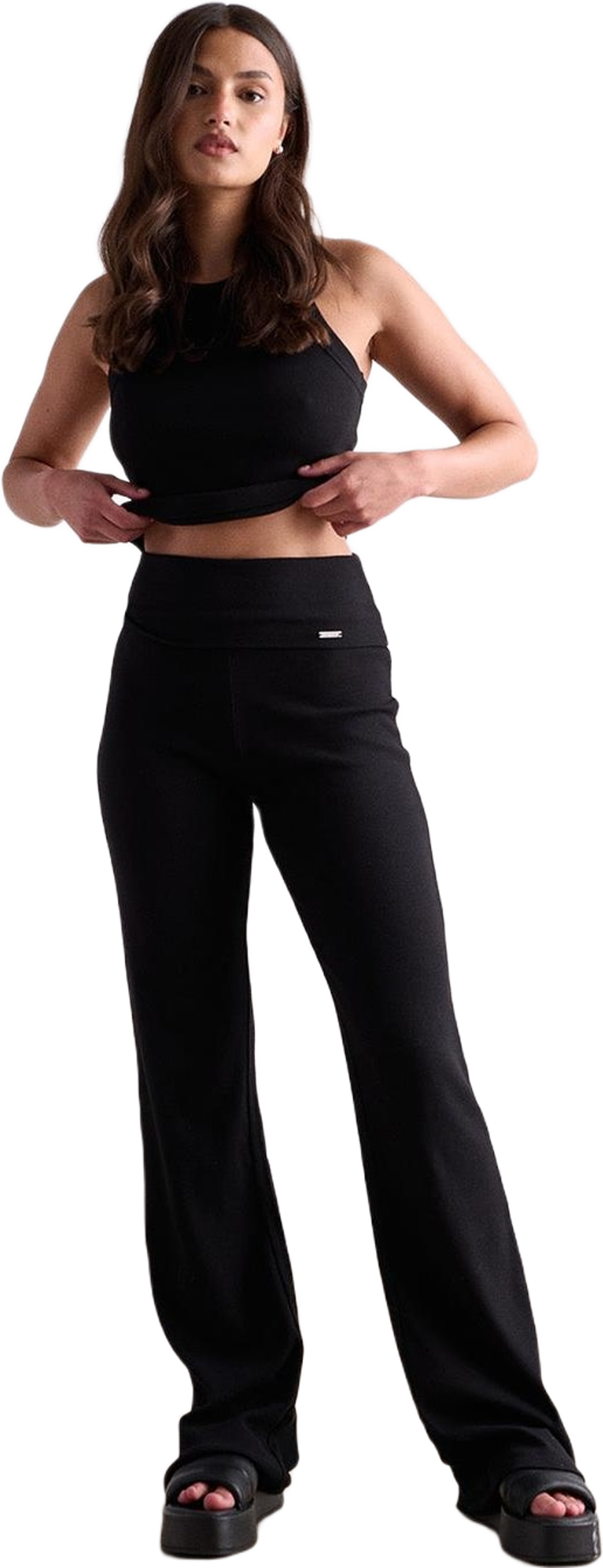 Black Ease Ribbed Pants