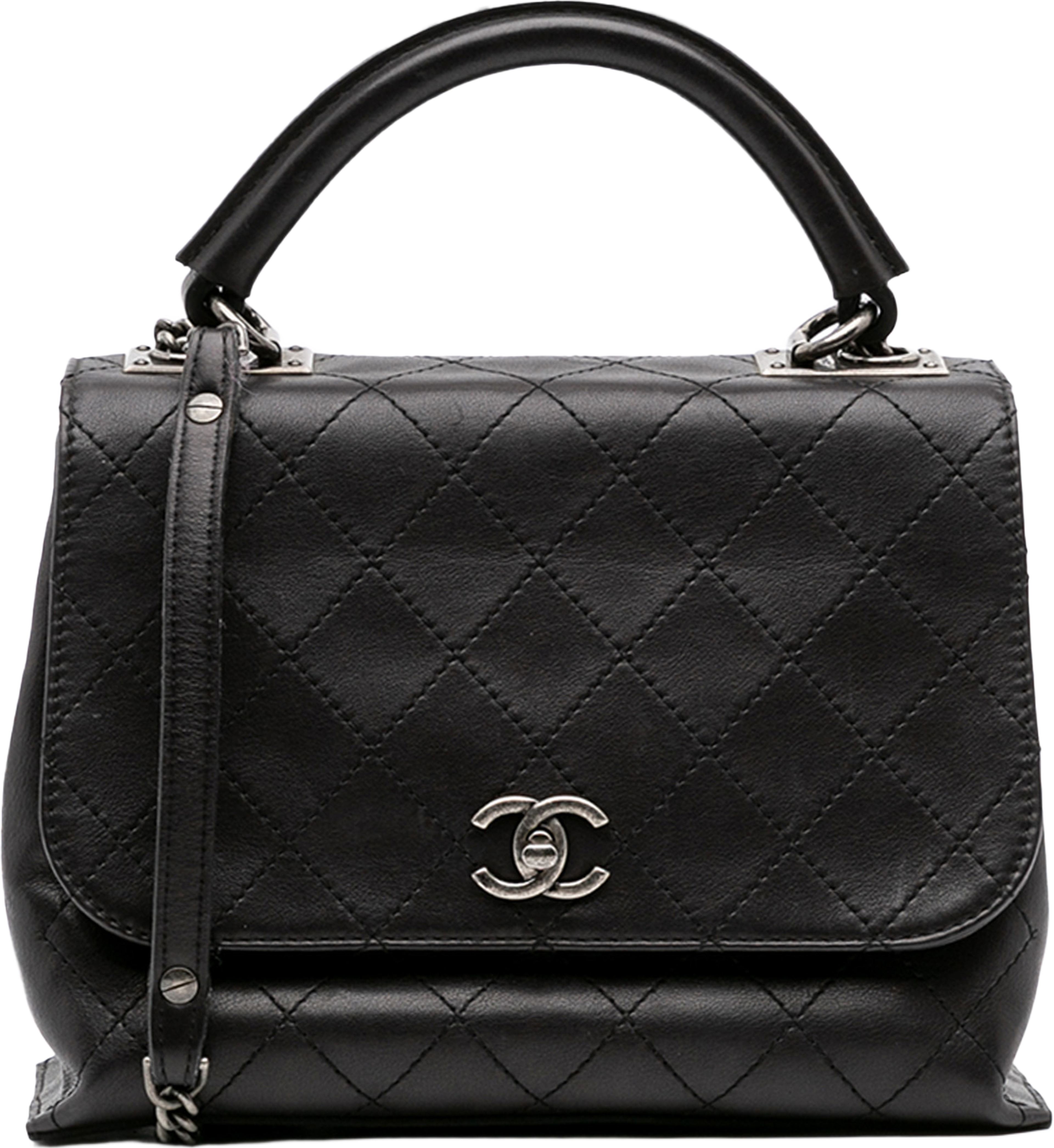 Chanel Stitched Calfskin Urban Luxury Top Handle Bag, från Luxclusif, i färgen black. Klicka för att öppna bilden i stort format