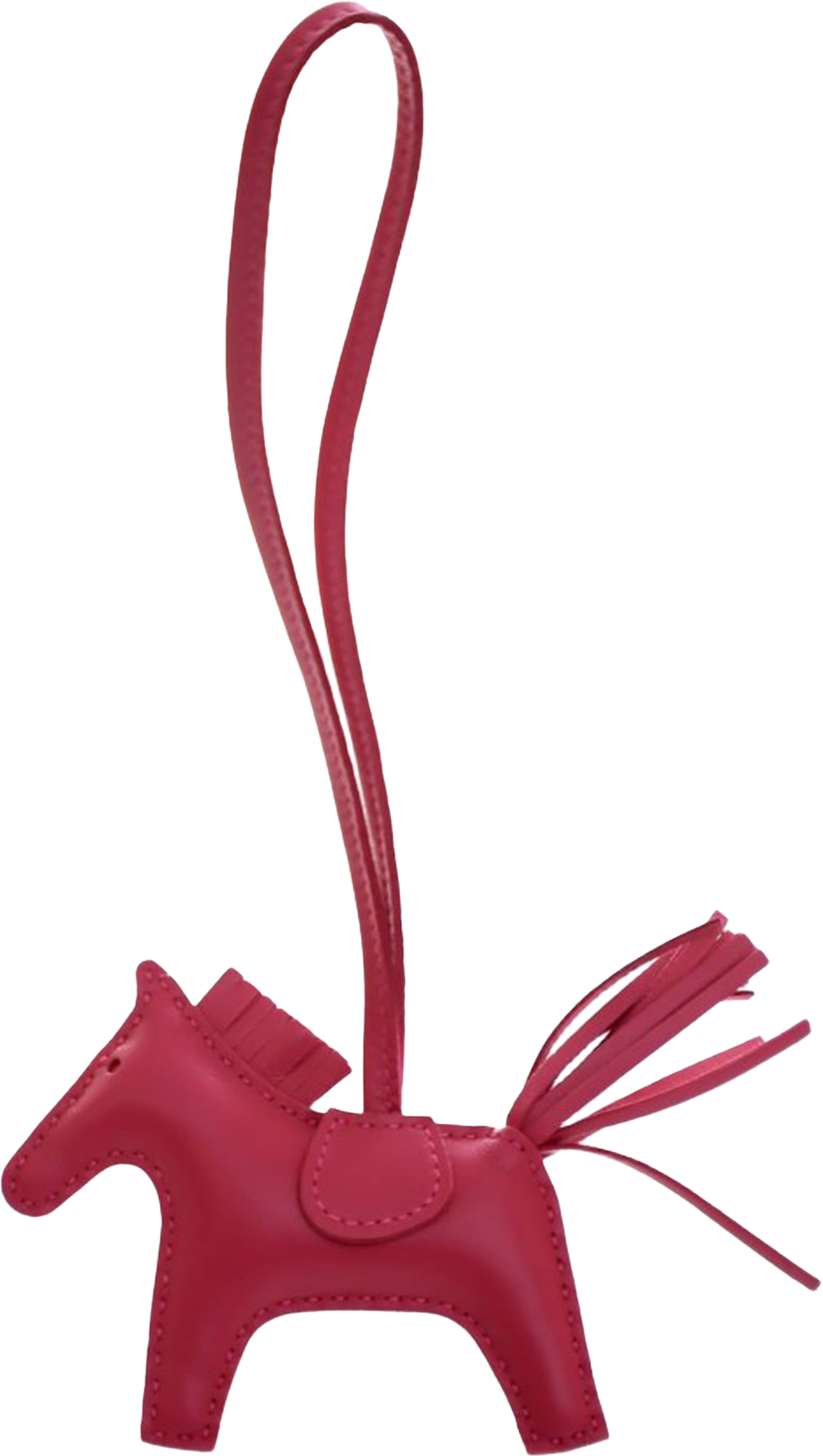 Hermès Milo Lambskin Grigri Rodeo Bag Charm Pm, från Luxclusif, i färgen dark pink. Klicka för att öppna bilden i stort format