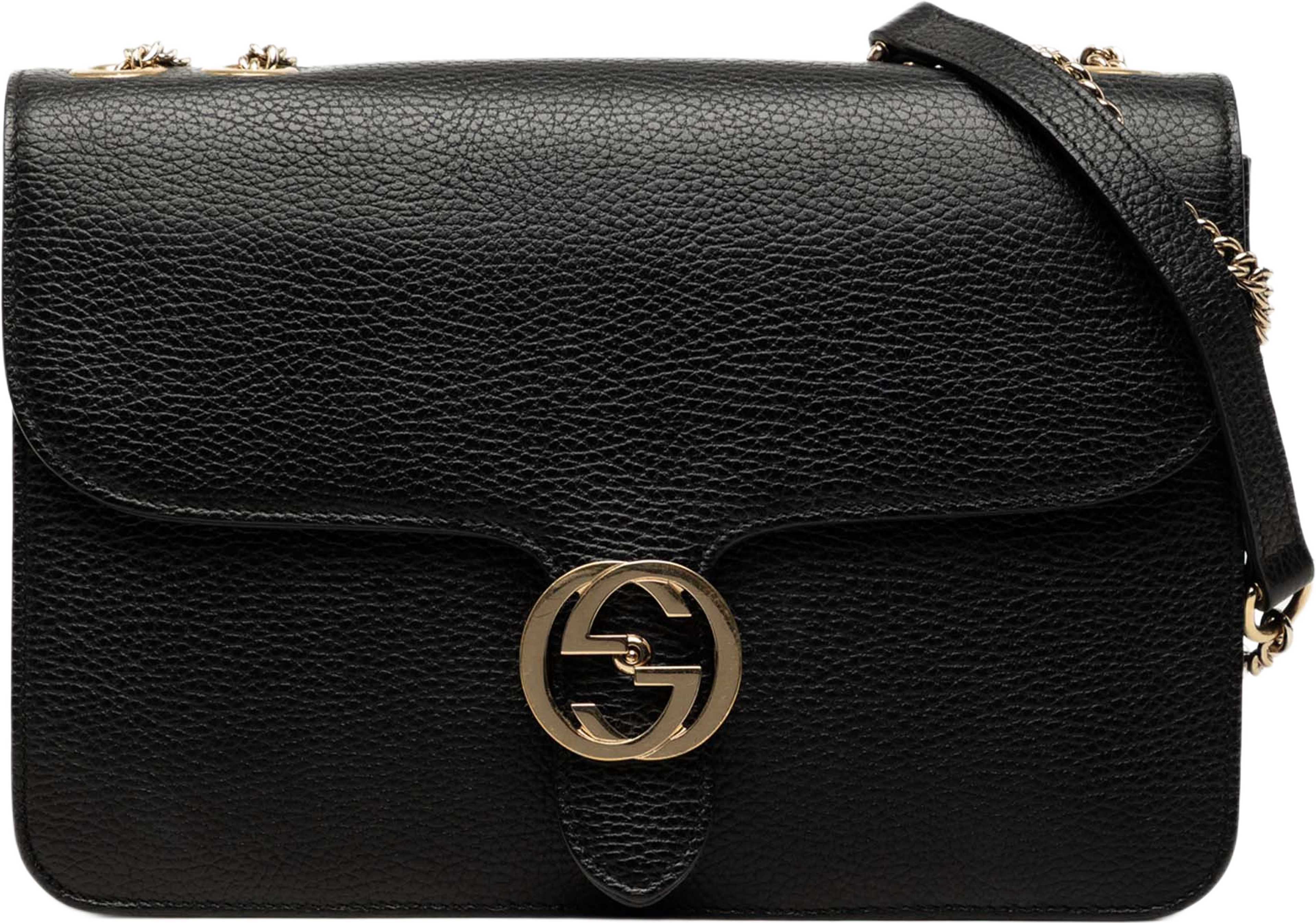 Gucci Medium Dollar Calfskin Interlocking G Crossbody, från Luxclusif, i färgen svart. Klicka för att öppna bilden i stort format