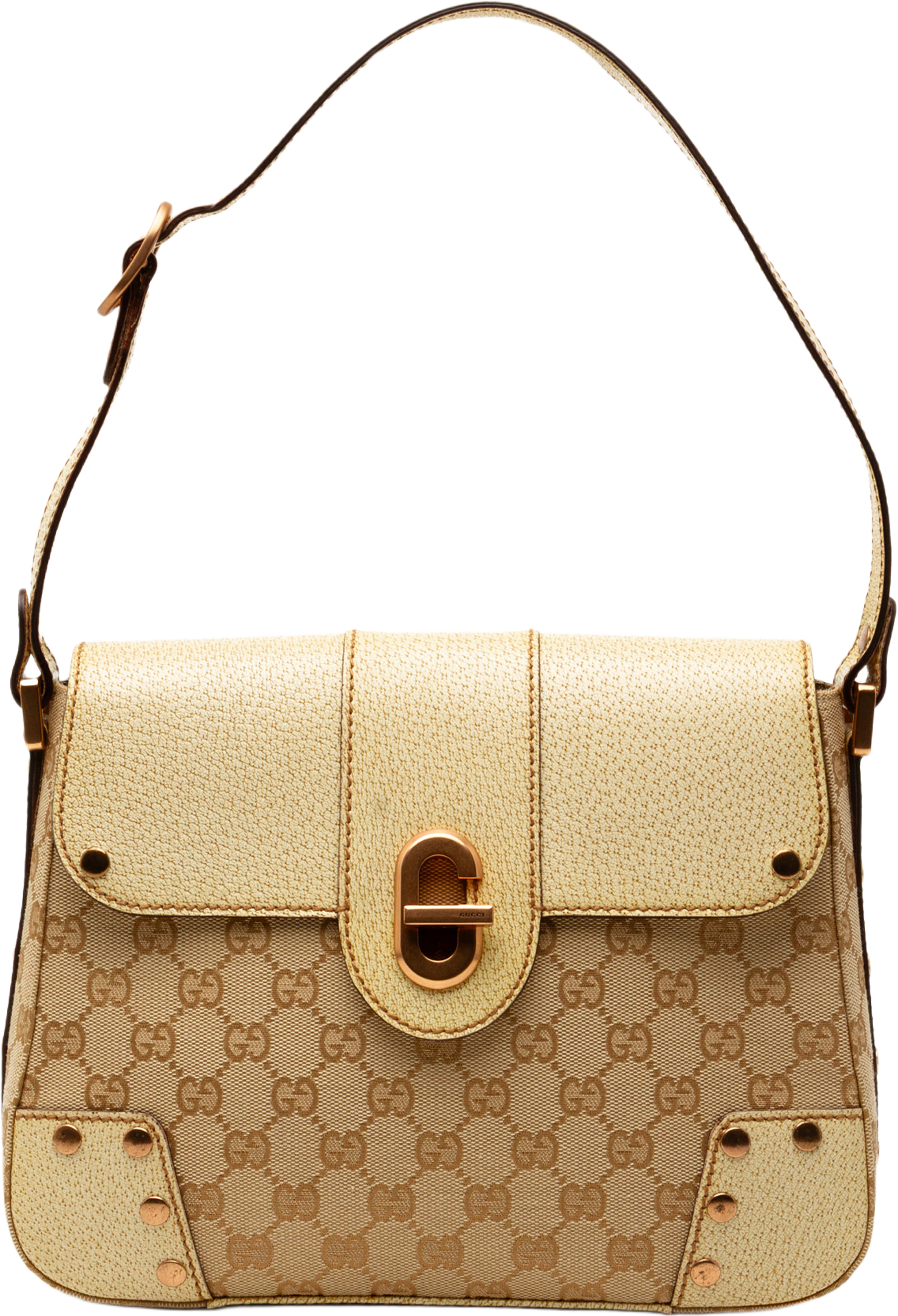 Gucci Gg Canvas Turnlock Shoulder Bag, från Luxclusif, i färgen beige. Klicka för att öppna bilden i stort format