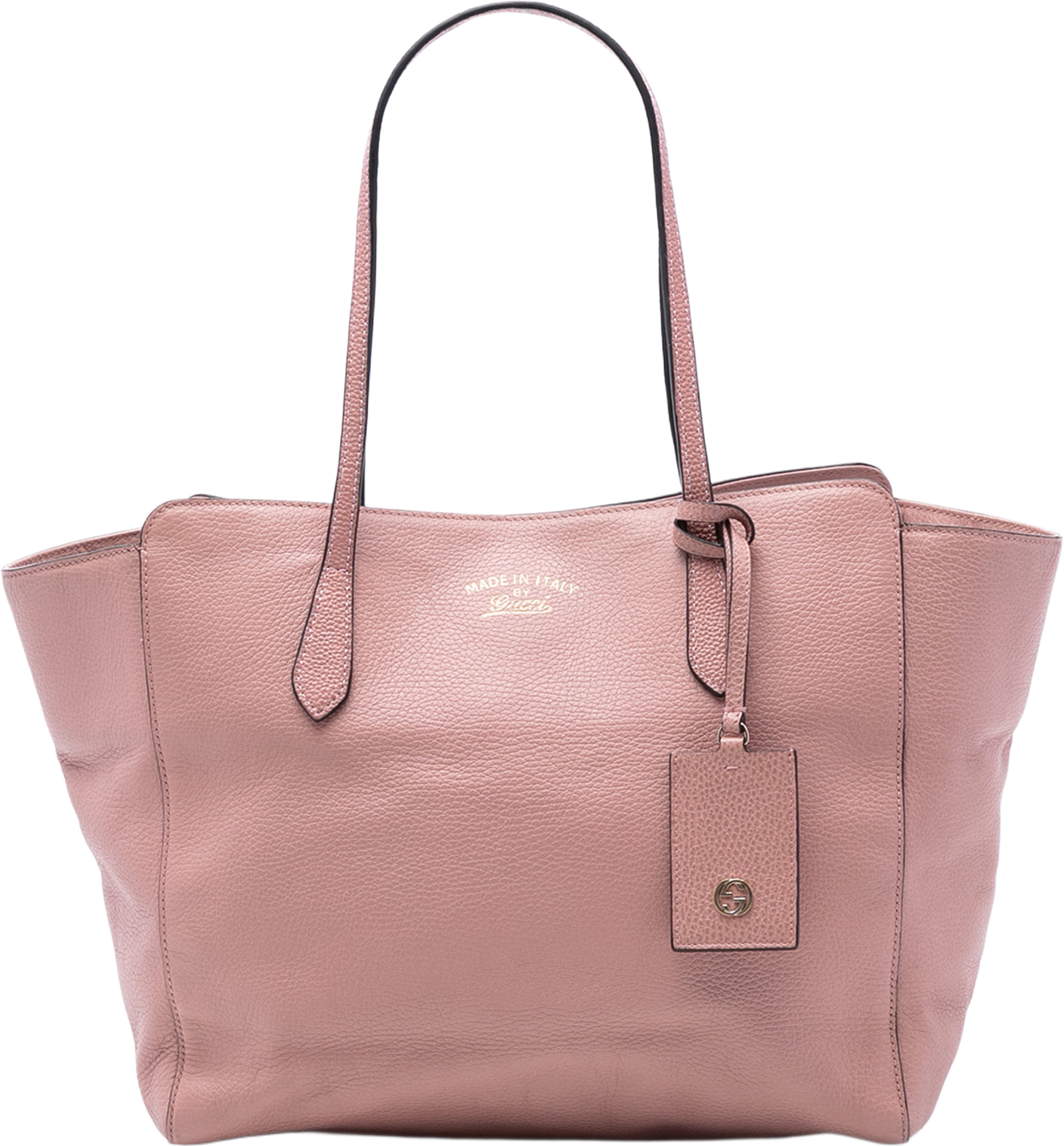 Gucci Medium Leather Swing Tote, från Luxclusif, i färgen pink. Klicka för att öppna bilden i stort format