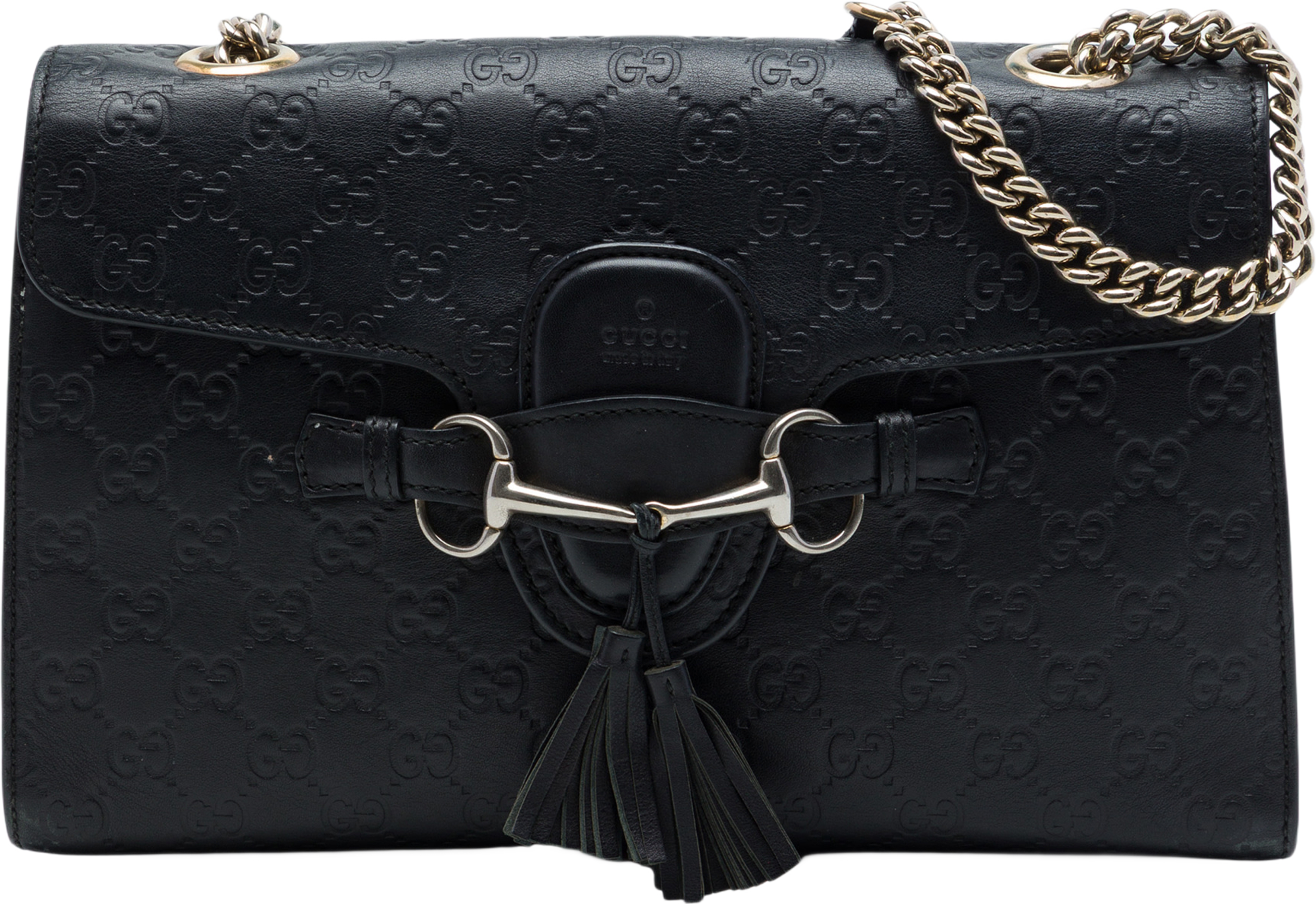 Gucci Medium Guccissima Emily Shoulder Bag, från Luxclusif, i färgen svart. Klicka för att öppna bilden i stort format