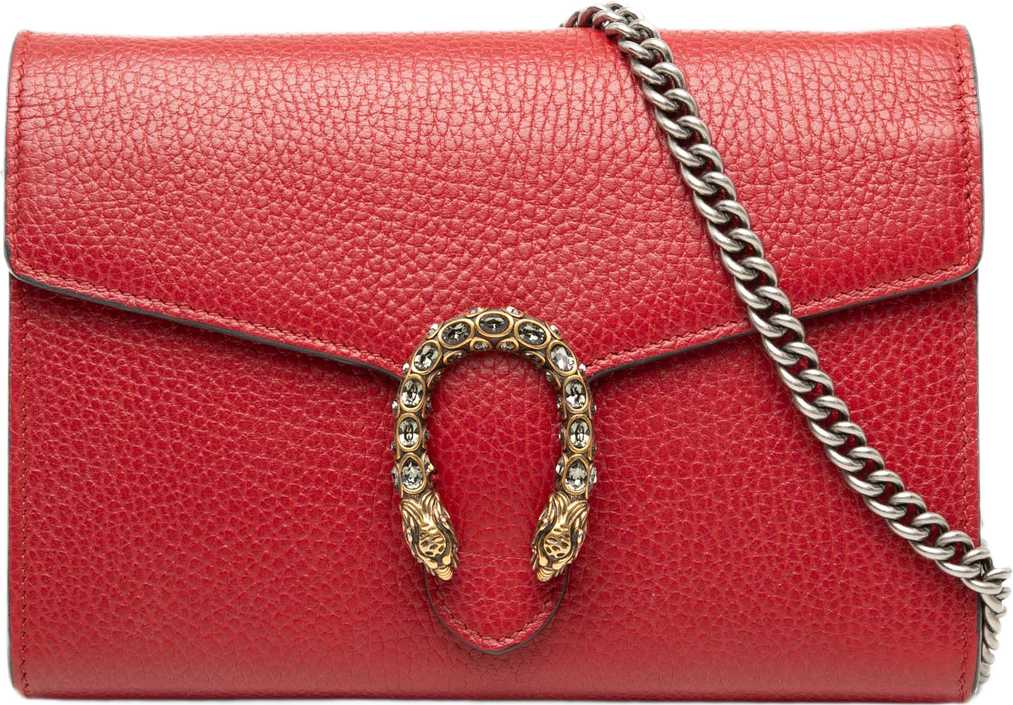 Gucci Calfskin Dionysus Wallet On Chain, från Luxclusif, i färgen röd. Klicka för att öppna bilden i stort format