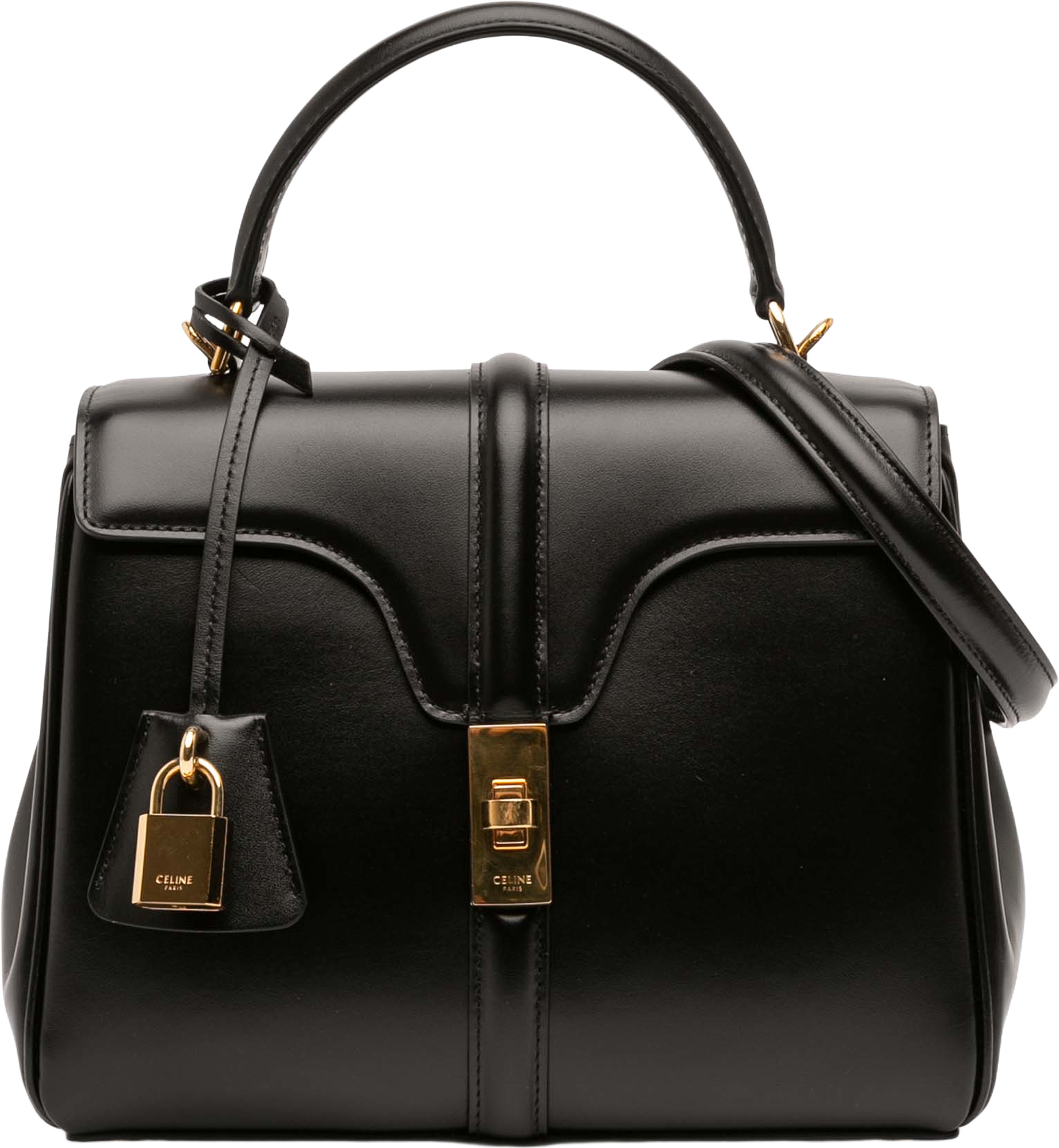 Celine Small Leather 16 Satchel, från Luxclusif, i färgen black. Klicka för att öppna bilden i stort format