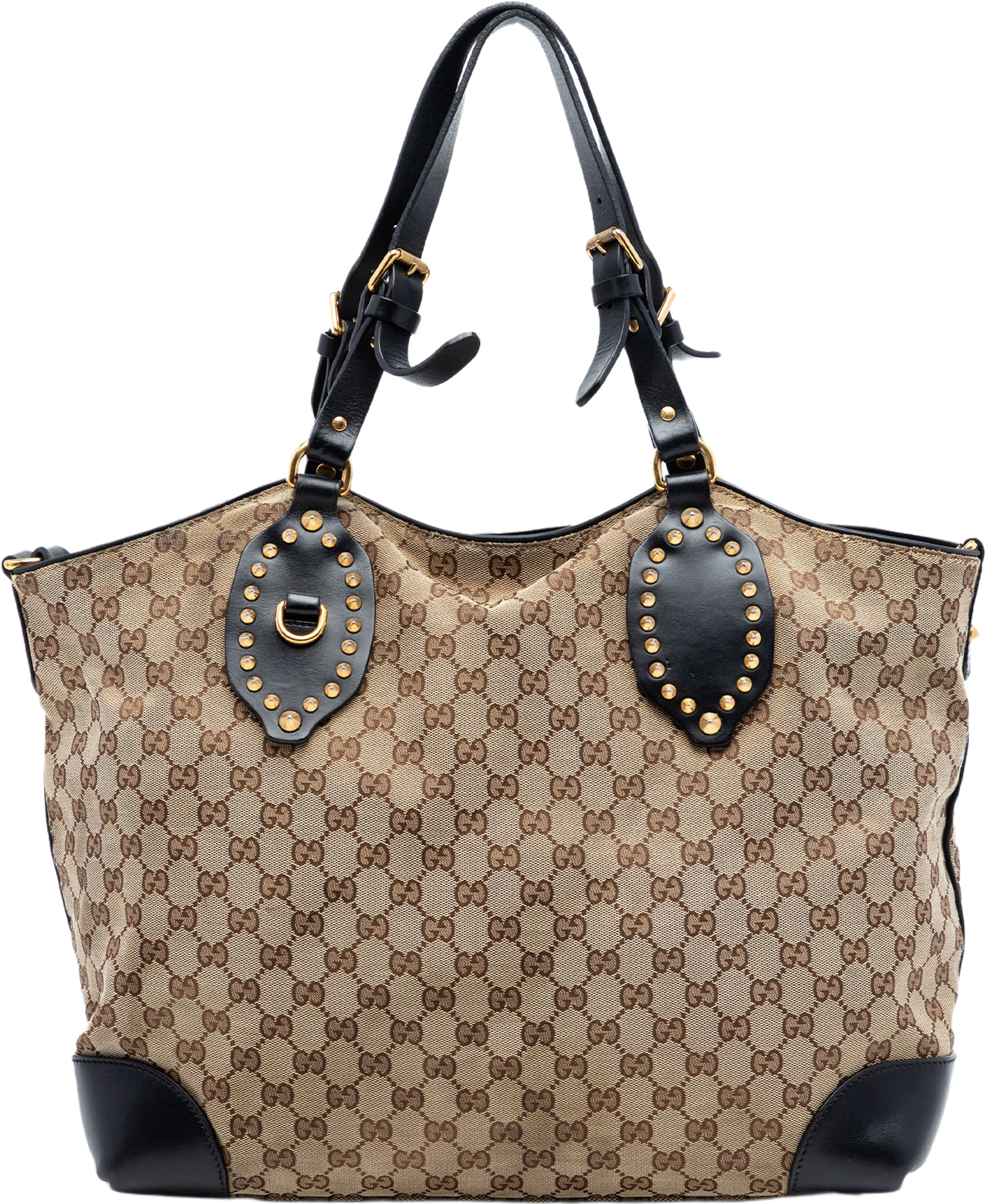 Gucci Gg Canvas Patti Studed Hobo, från Luxclusif, i färgen beige. Klicka för att öppna bilden i stort format