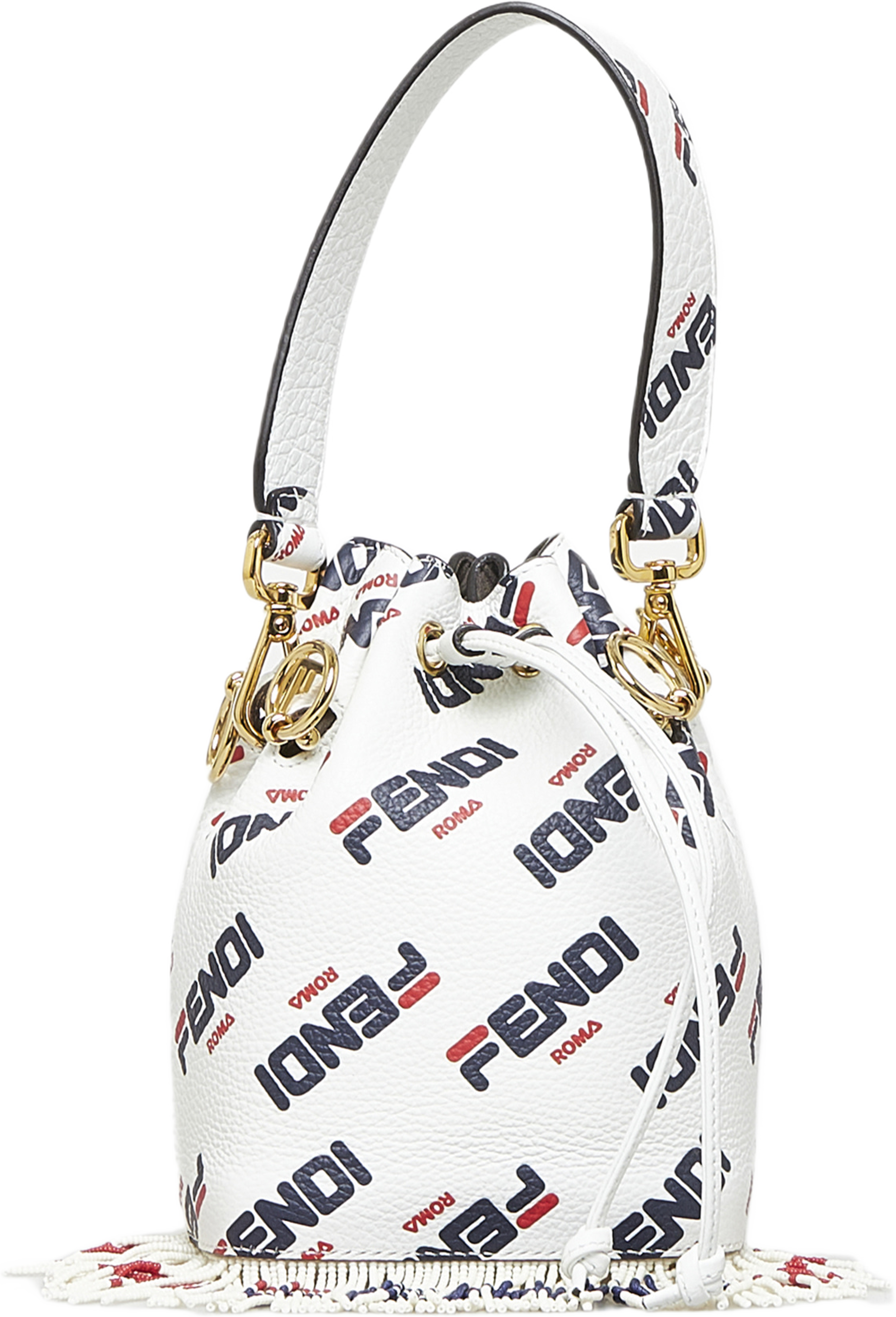 Fendi Fendi X Fila Mania Mini Mon Tresor Bucket Bag white fran Luxclusif Ahlens