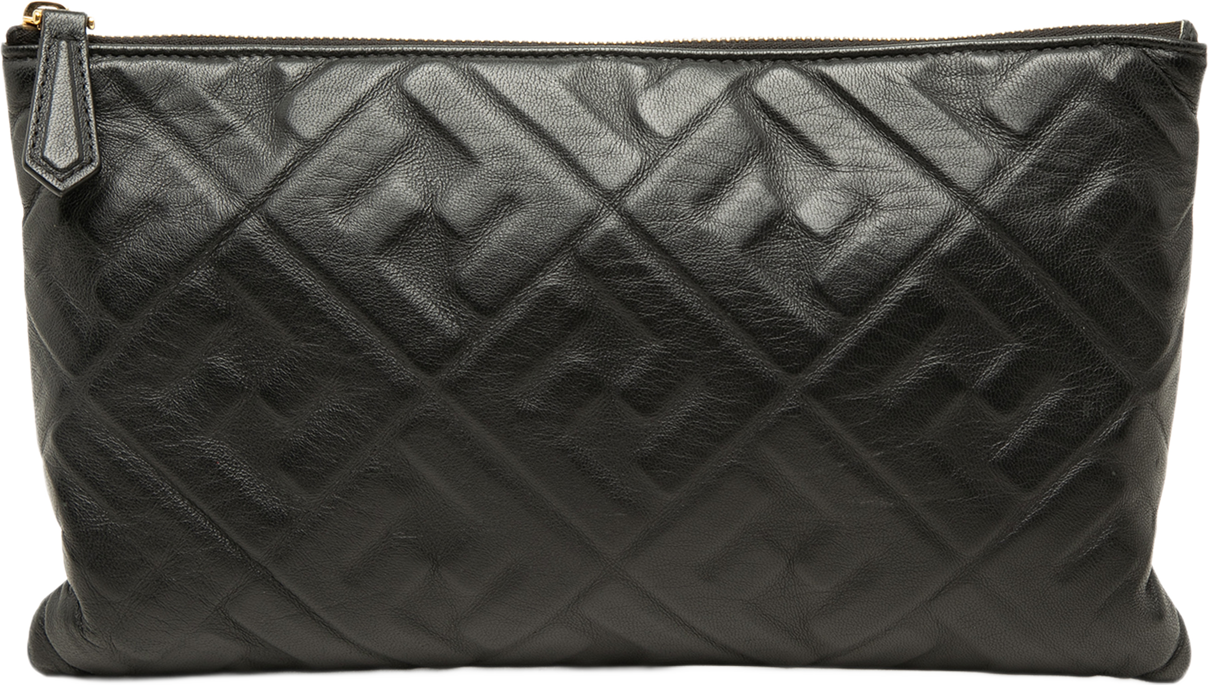 Fendi Embossed Leather Ff 1974 Clutch, från Luxclusif, i färgen svart. Klicka för att öppna bilden i stort format