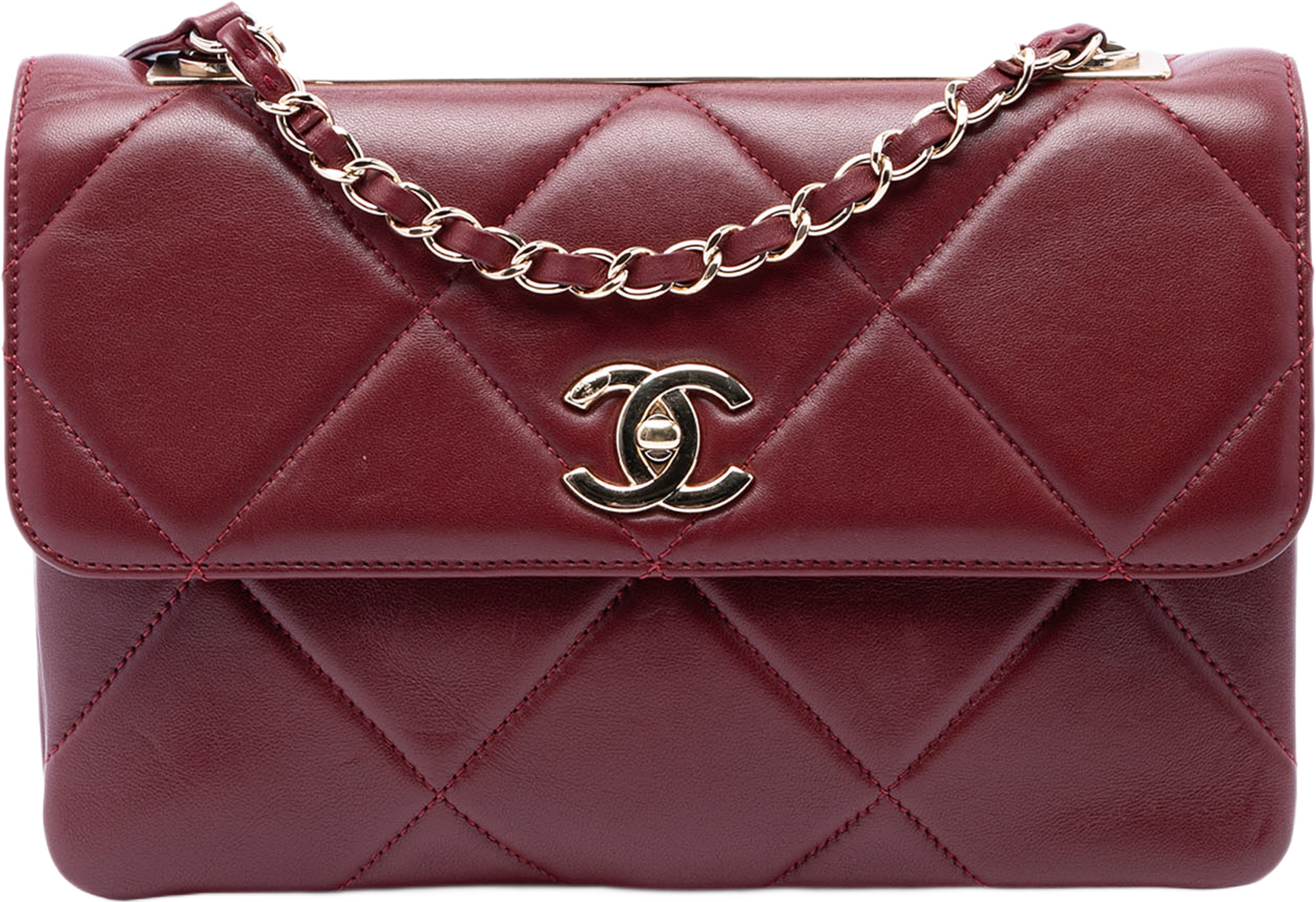 Chanel Quilted Lambskin Trendy Cc Flap, från Luxclusif, i färgen röd. Klicka för att öppna bilden i stort format