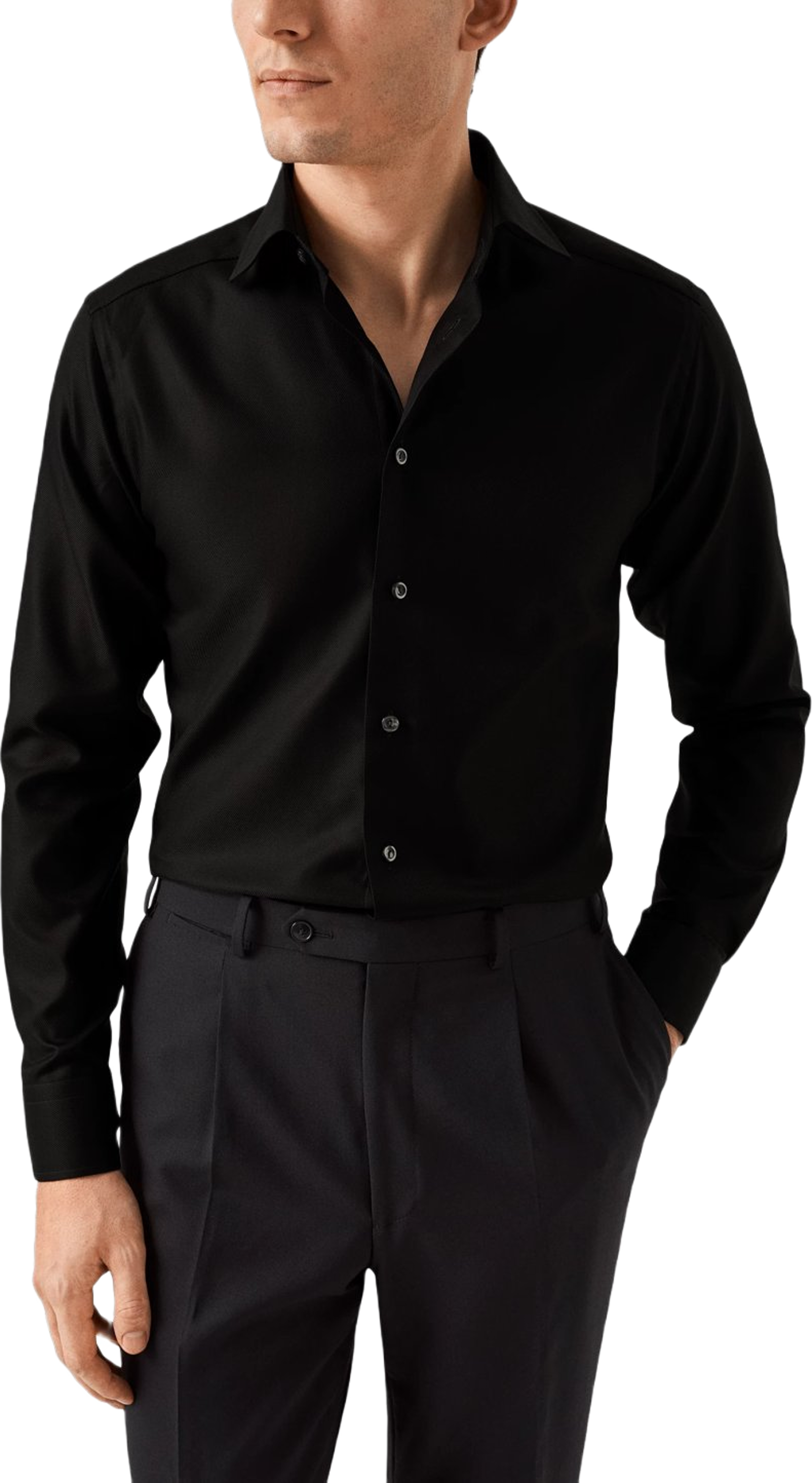 Skjorta I Texturerad Twill Contemporary Fit