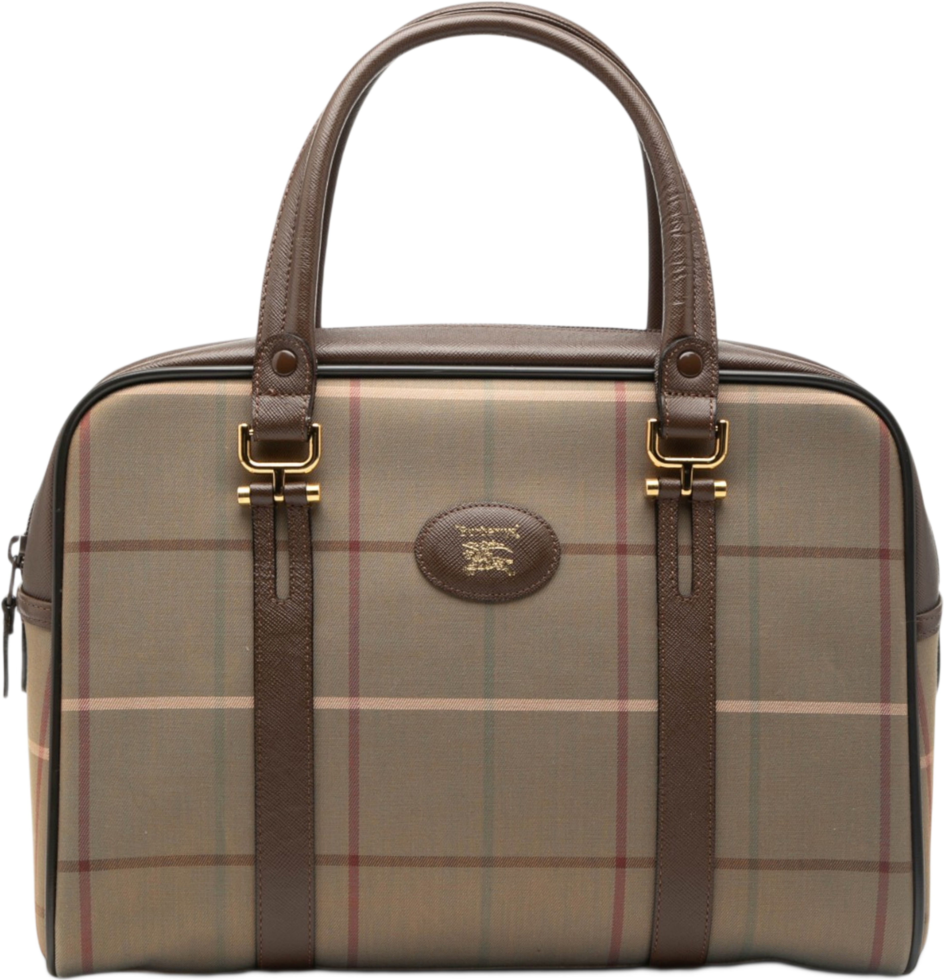 Burberry Vintage Check Canvas Handbag, från Luxclusif, i färgen light brown. Klicka för att öppna bilden i stort format