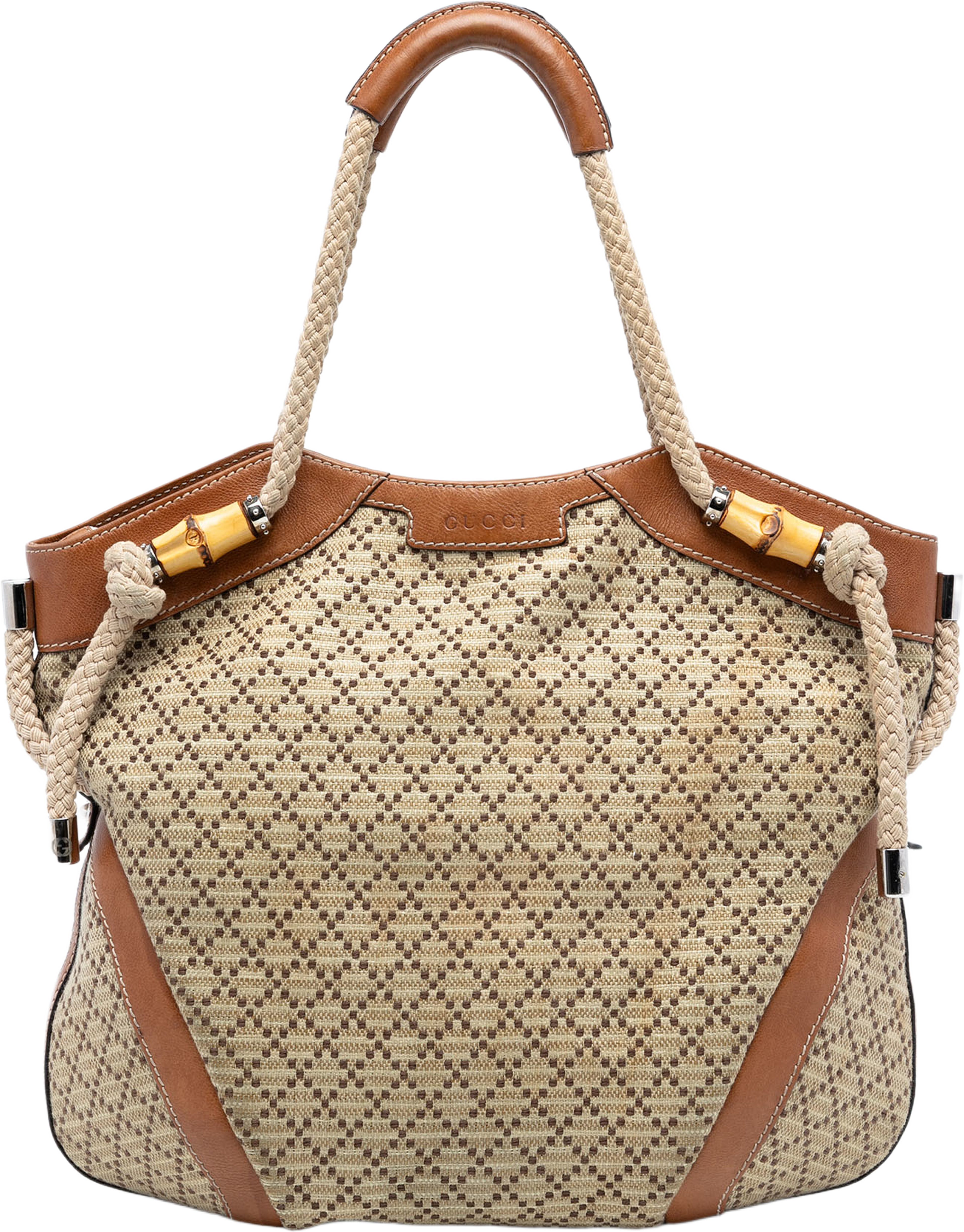 Gucci Diamante Canvas Maui Hobo Bag, från Luxclusif, i färgen beige. Klicka för att öppna bilden i stort format