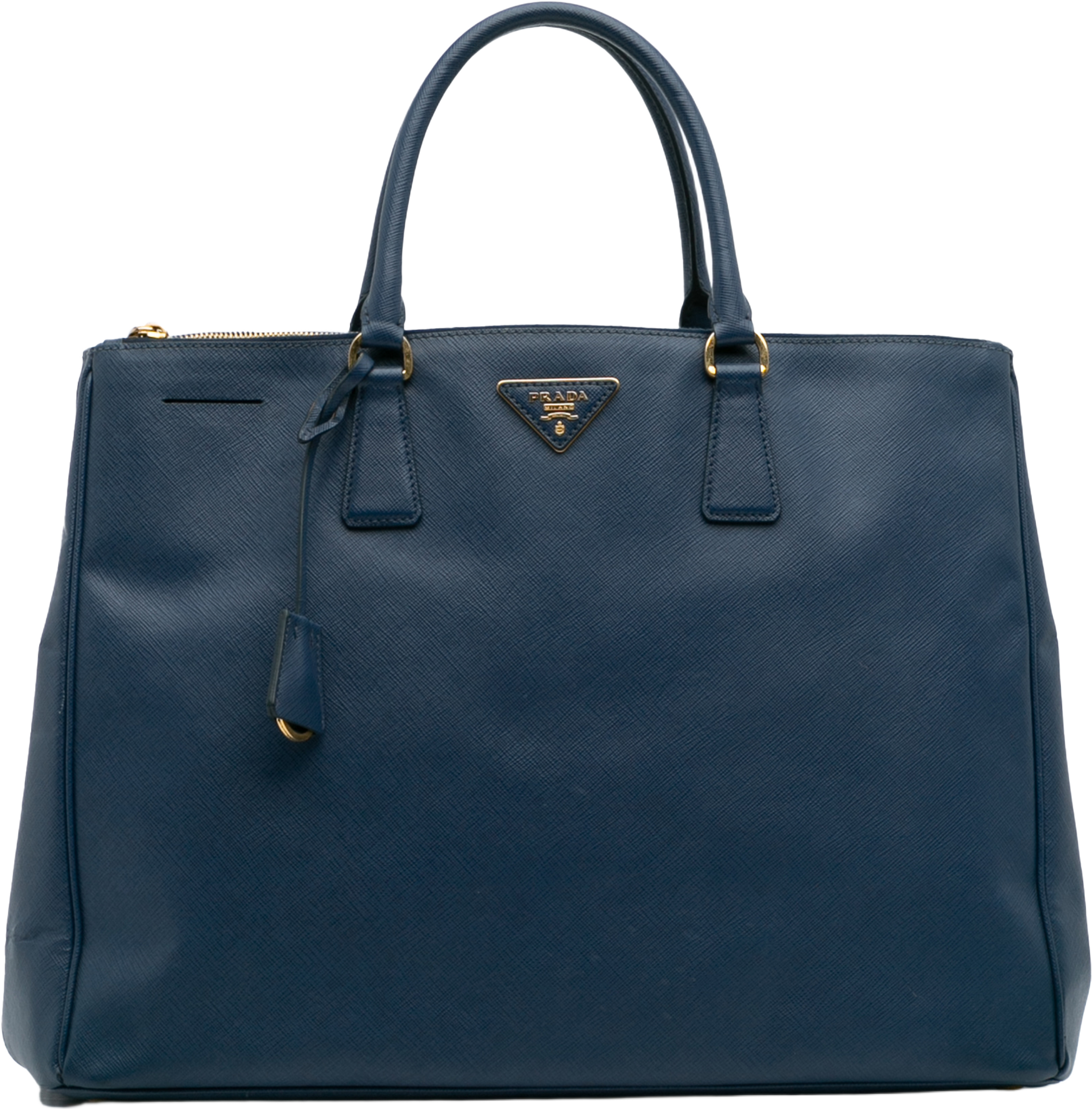 Prada Extra Large Saffiano Lux Galleria Double Zip Tote, från Luxclusif, i färgen blue. Klicka för att öppna bilden i stort format