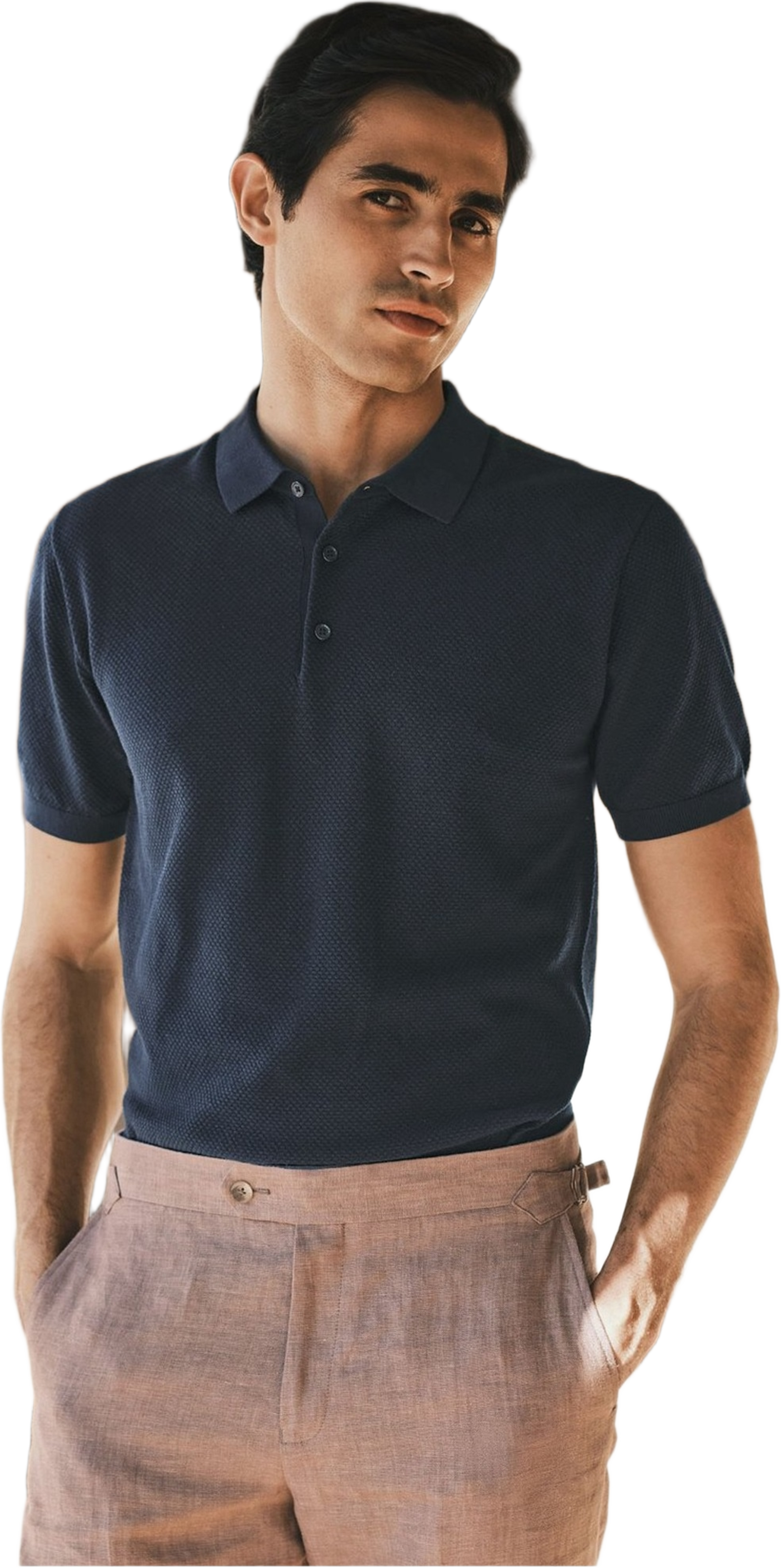 Cotton Texture Knitted Ss Polo Sweater (vincent)