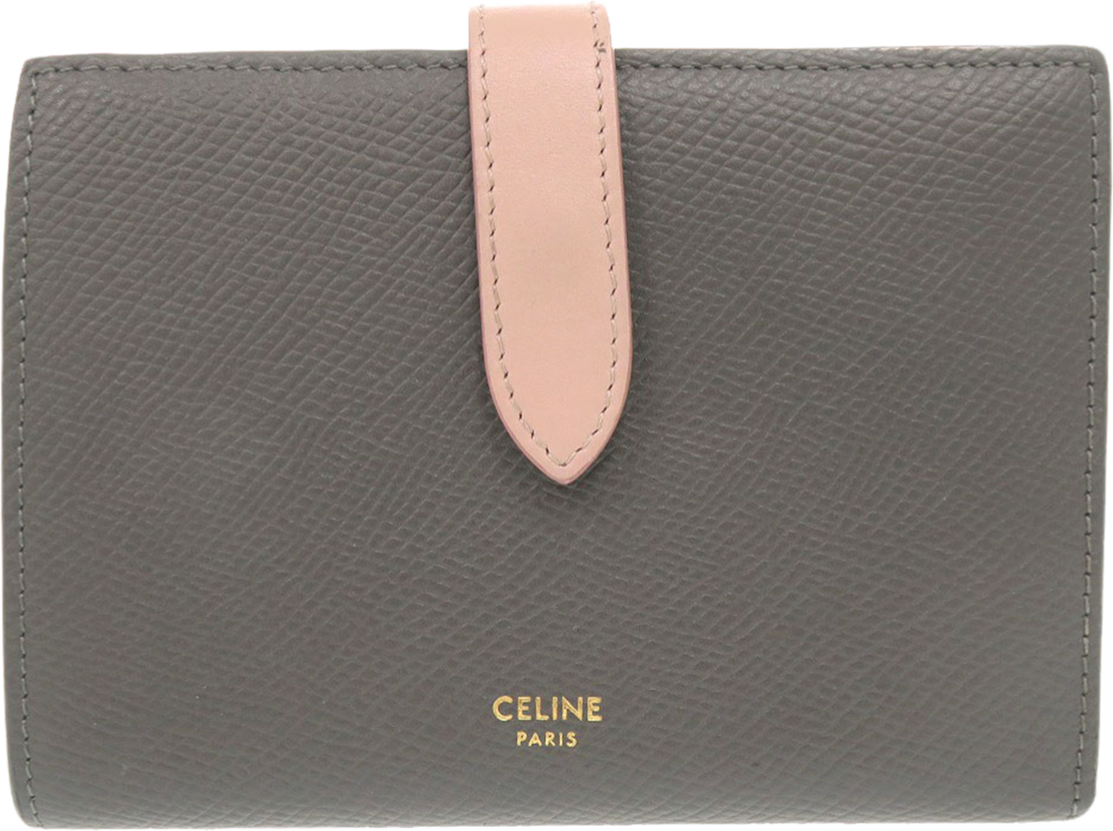 Celine Leather Multifunction Strap Wallet, från Luxclusif, i färgen grå. Klicka för att öppna bilden i stort format
